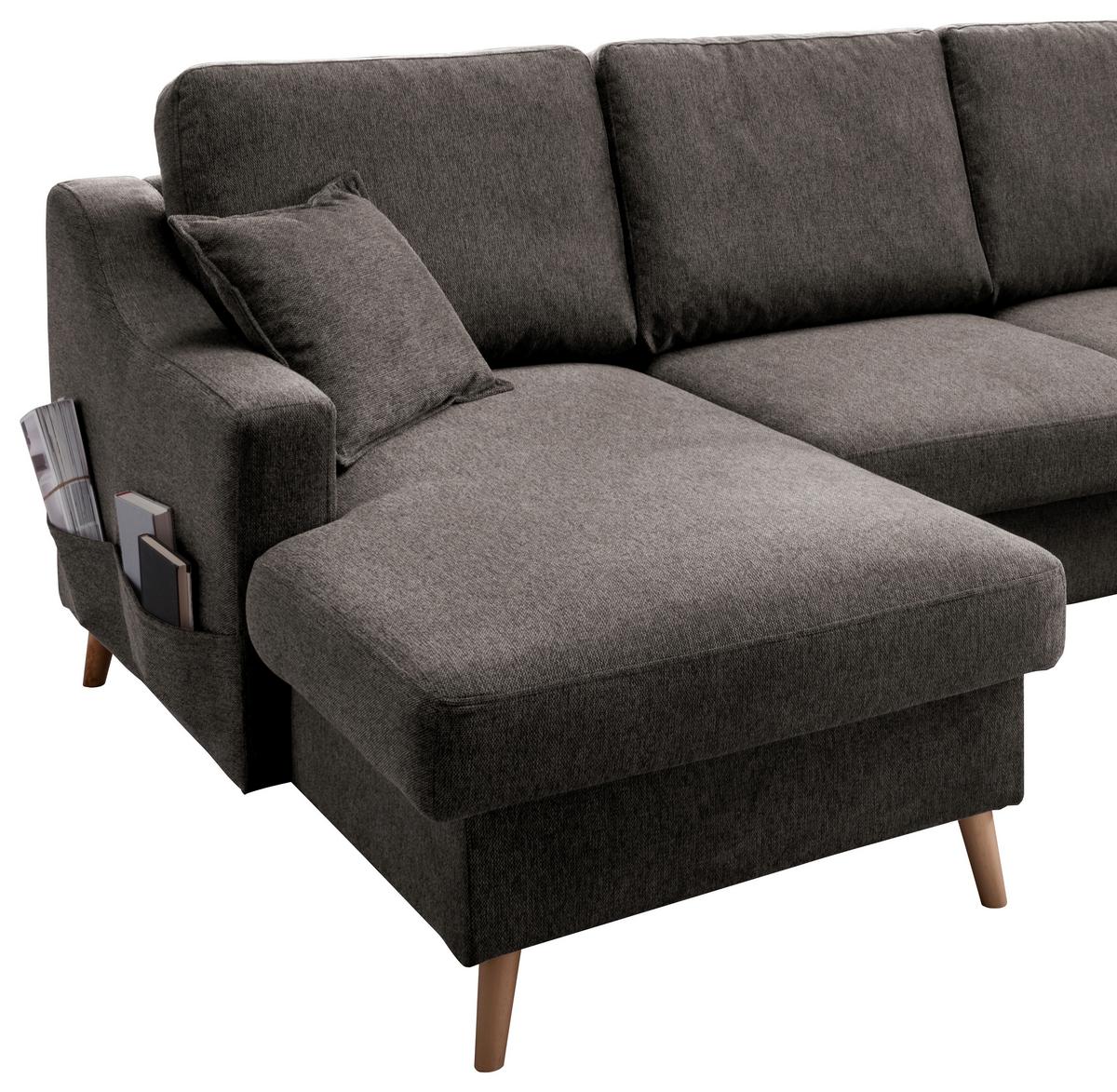 Wohnlandschaft Valentina Braun Struktur - Braun/Naturfarben, KONVENTIONELL, Holz/Textil (150/301/200cm) - P & B