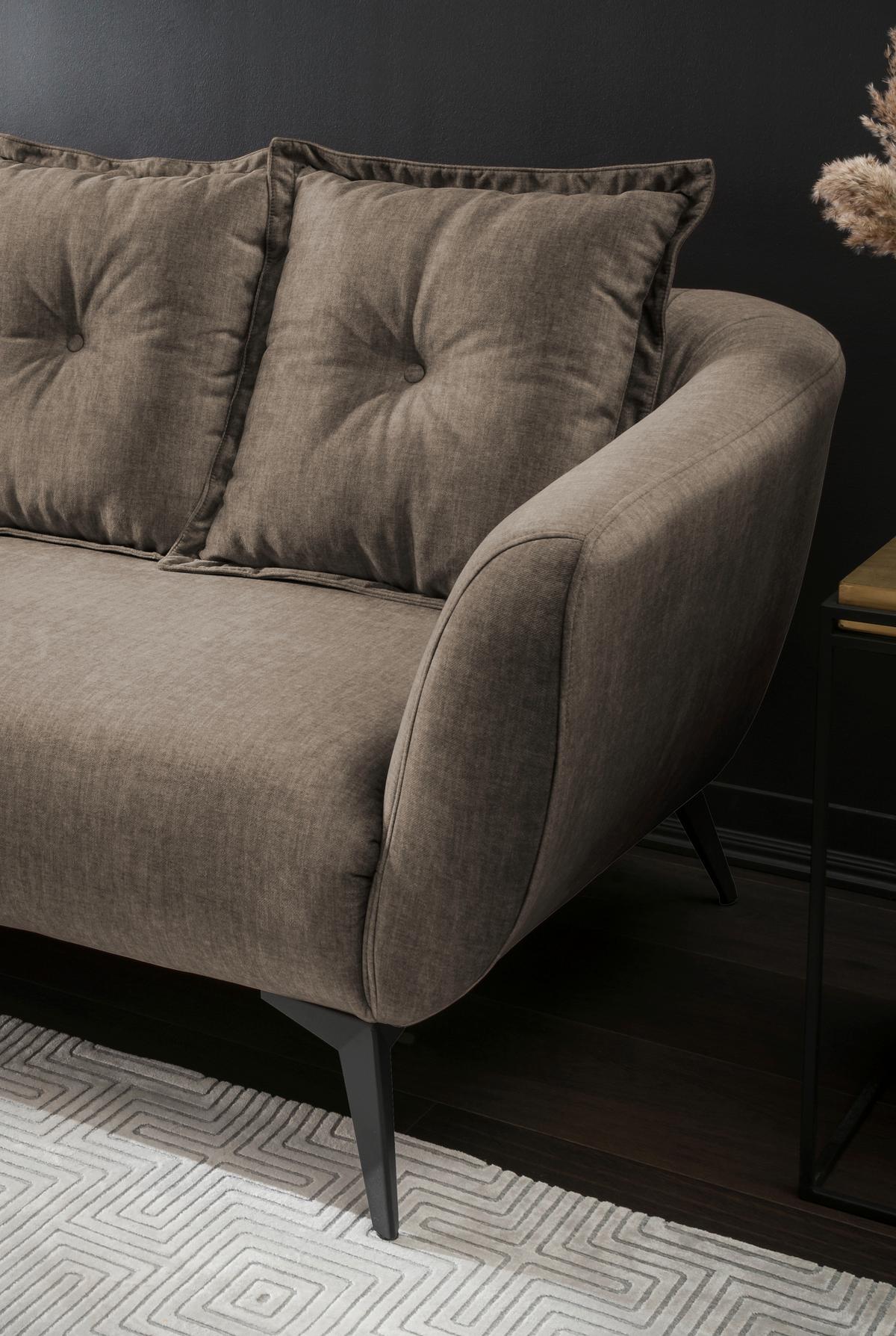3-Sitzer-Sofa Baggio Braun Velours - Schwarz/Braun, MODERN, Holz/Textil (236/94/103cm) - Livetastic