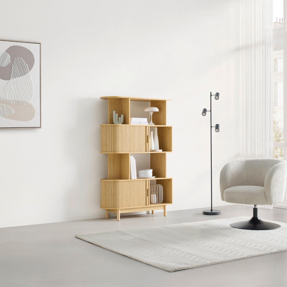 Polica Skandy - prirodne boje, Moderno, drvni materijal/drvo (100/156/35cm) - Modern Living