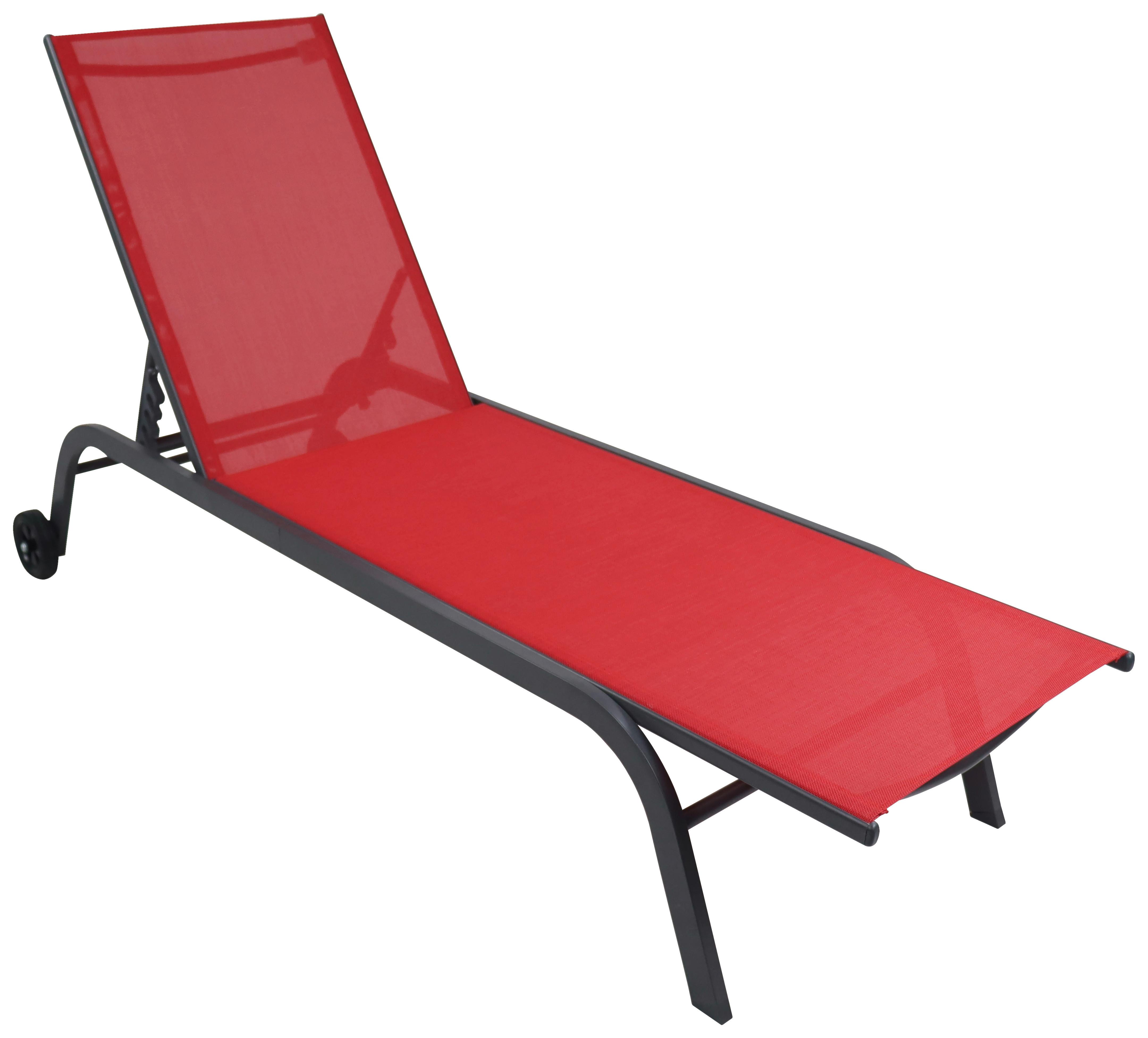 GARTENLIEGE SONLAS - Rot, Modern, Kunststoff/Textil (32/58/192cm) - Ambia Garden