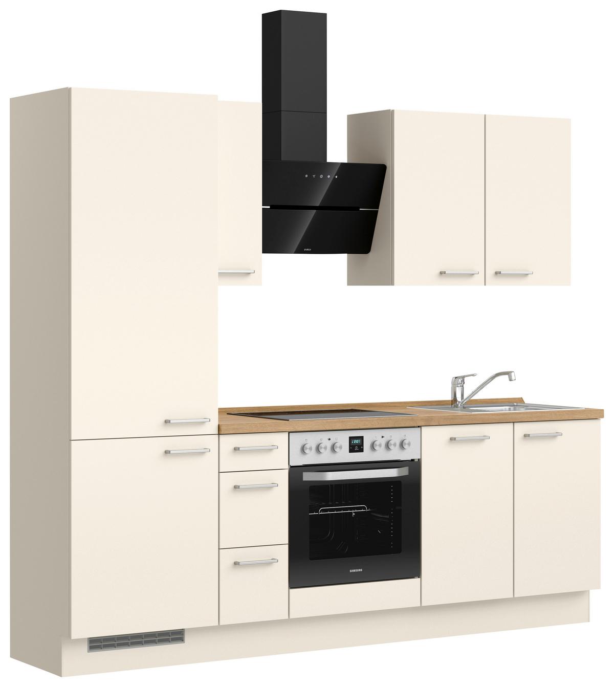 Küchenblock Touch High m. Geräten Magnolie - Edelstahlfarben/Eichefarben, MODERN, Holzwerkstoff/Metall (240cm) - Nobilia