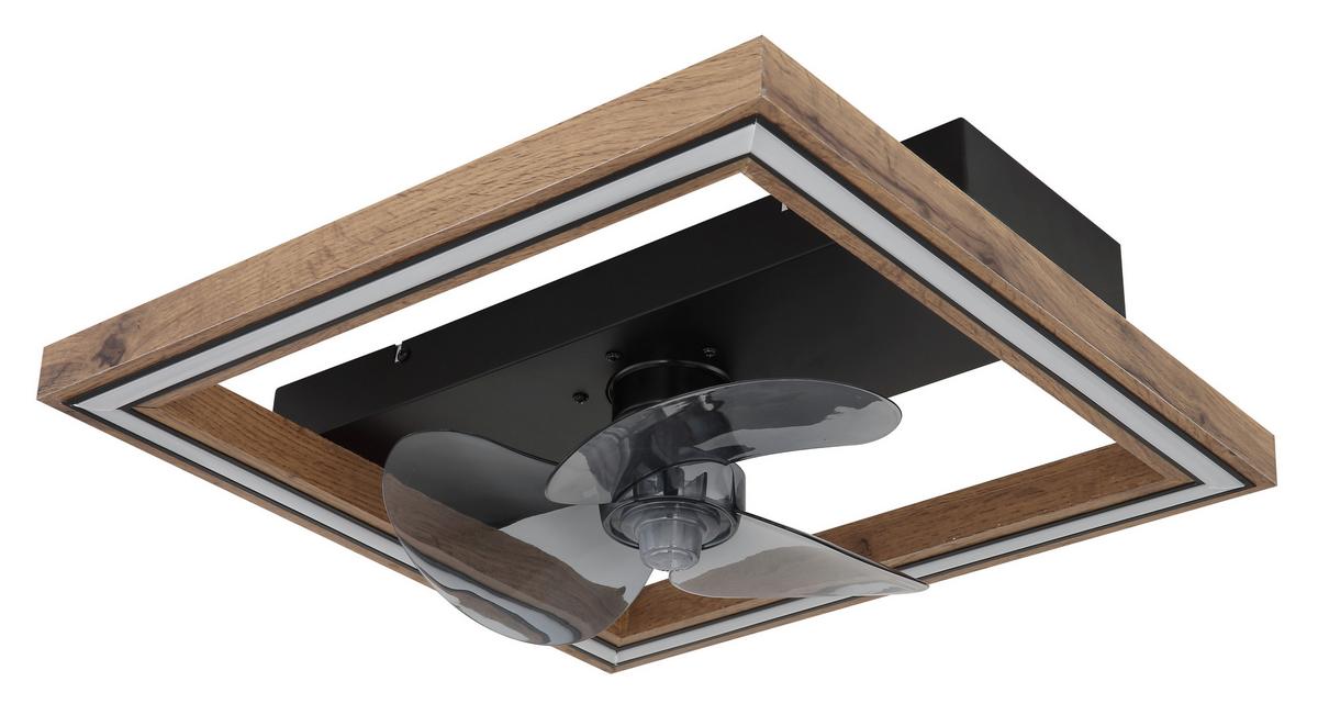 DECKENVENTILATOR 03659 - Dunkelbraun/Opal, Natur, Holzwerkstoff/Kunststoff (44/44/13,5cm) - Globo