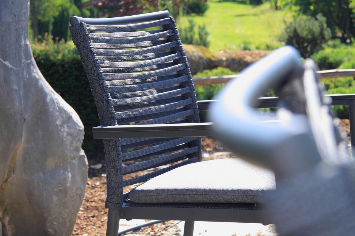 Gartenset 5-tlg. Metall/Glas/ Textil/Kunststof/Holzwerkstoff - Dunkelgrau/Anthrazit, Basics, Glas/Holzwerkstoff (180+60/100/74cm) - Acamp