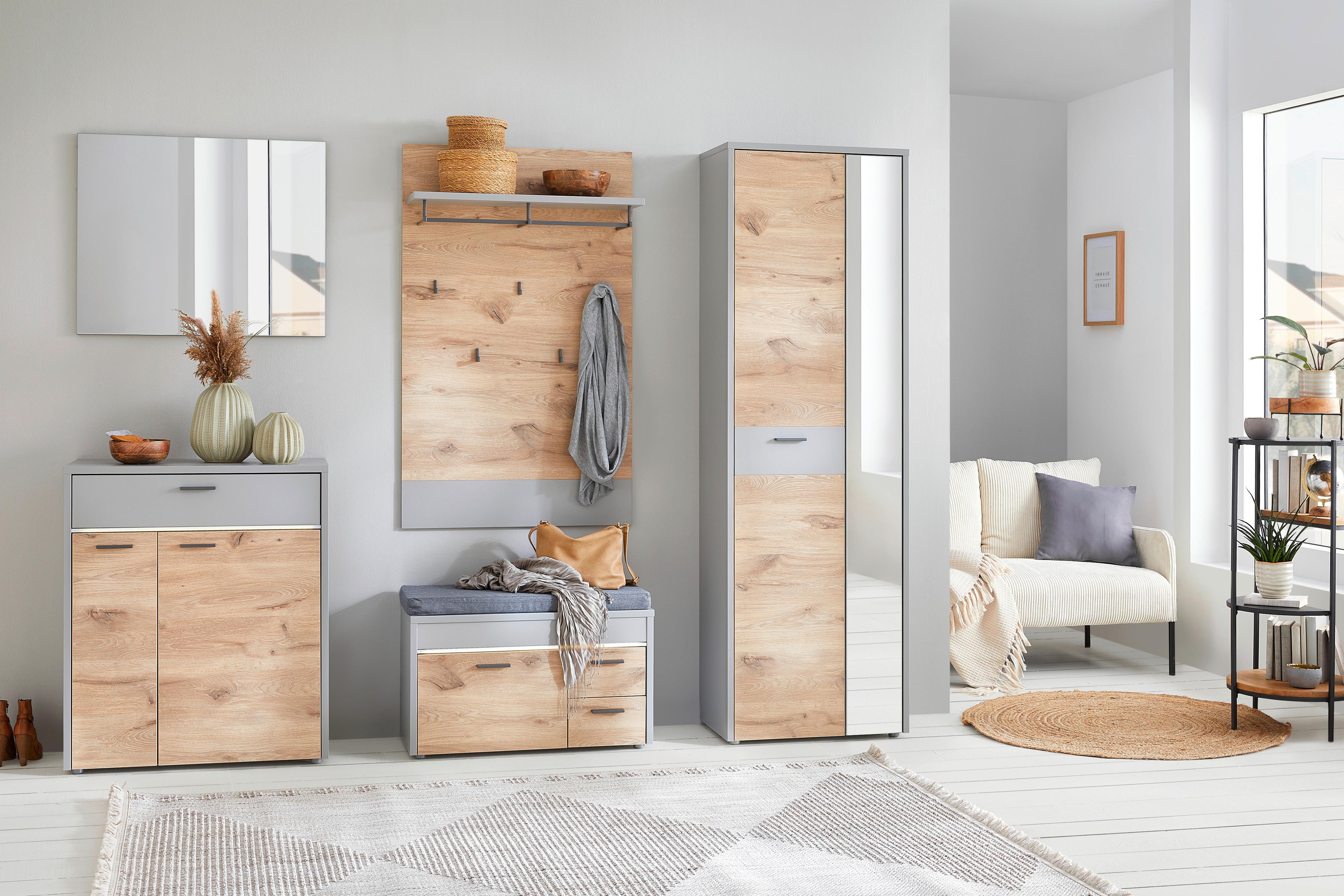 Garderobenschrank Dynamic in Grau/Eichefarben - Wildeiche, MODERN, Holzwerkstoff (65/197/37cm) - Mömax
