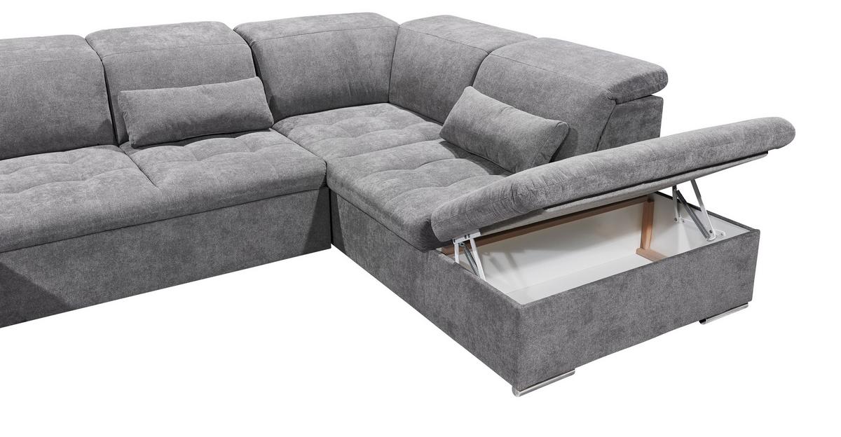 Wohnlandschaft Wayne U inkl. Kissen Grau - Silberfarben/Grau, KONVENTIONELL, Kunststoff/Textil (188/340/240cm) - MID.YOU