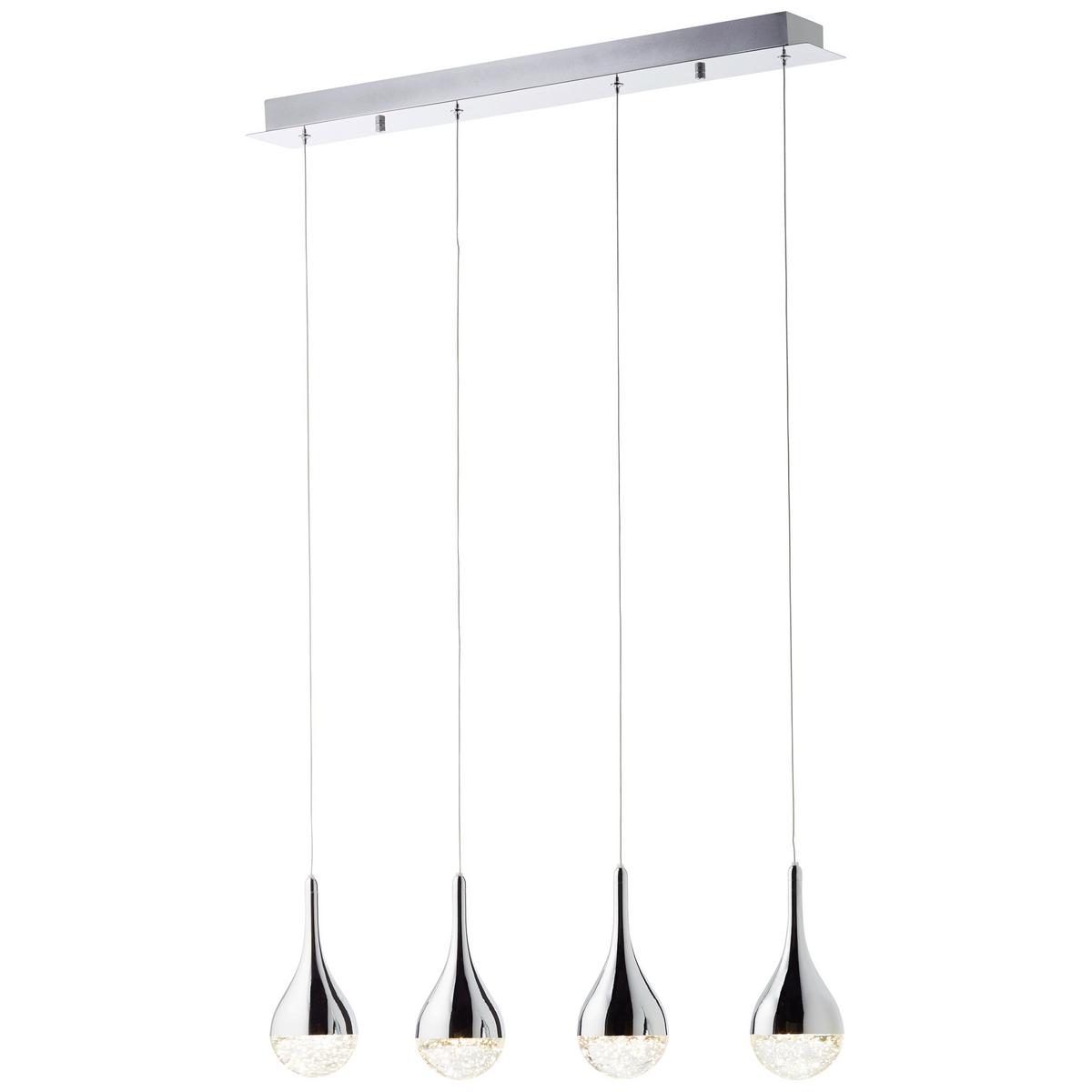 LED-Hängeleuchte Frizzante Chromfarben max. 20 Watt - Chromfarben, Design, Glas/Metall (70/9/114,50cm) - Brilliant