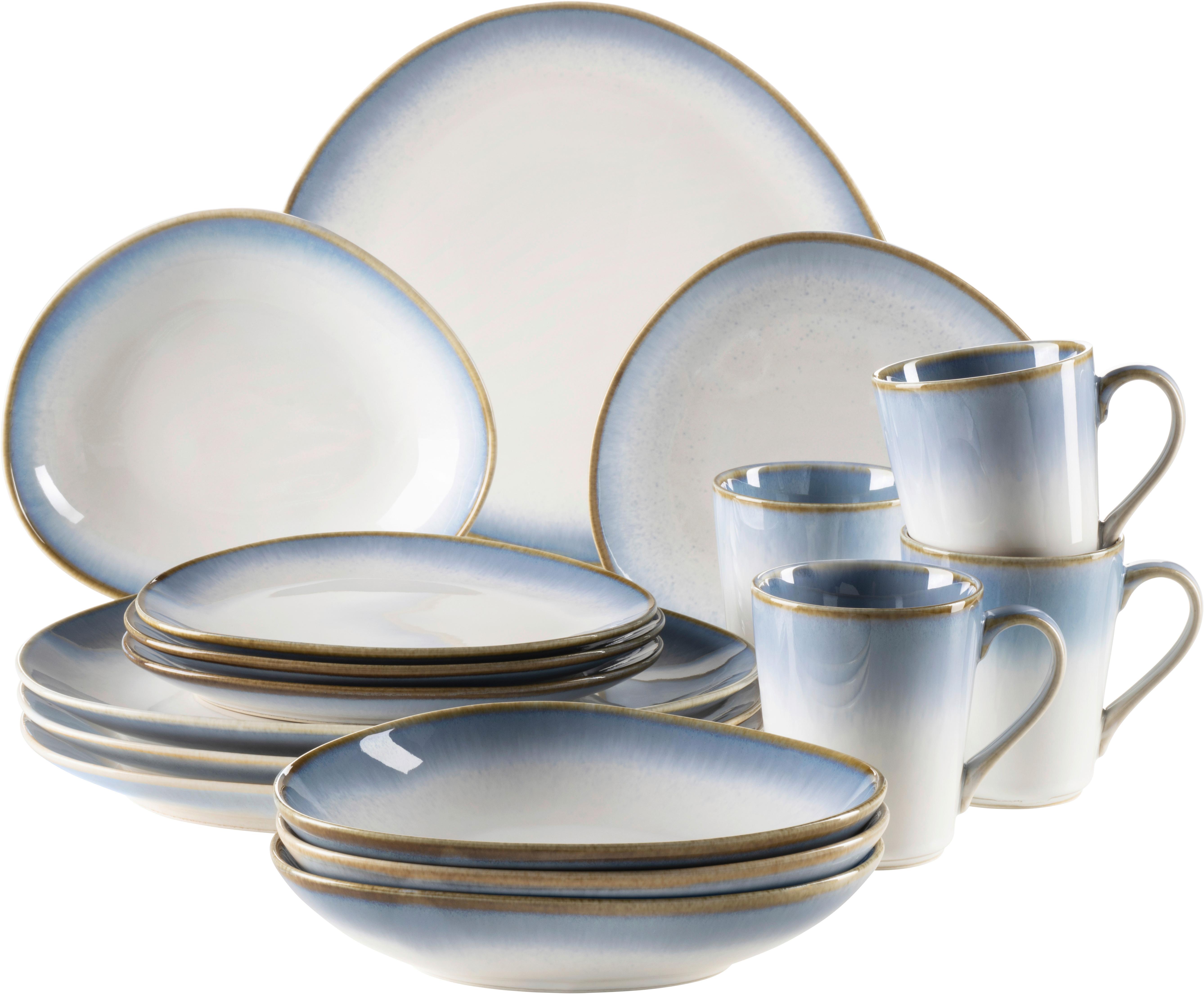 KOMBISERVICE 931990 BLAU POSTSICHER - Blau/Weiss, Basics, Keramik (39,5/34,8/35,5cm) - Mäser