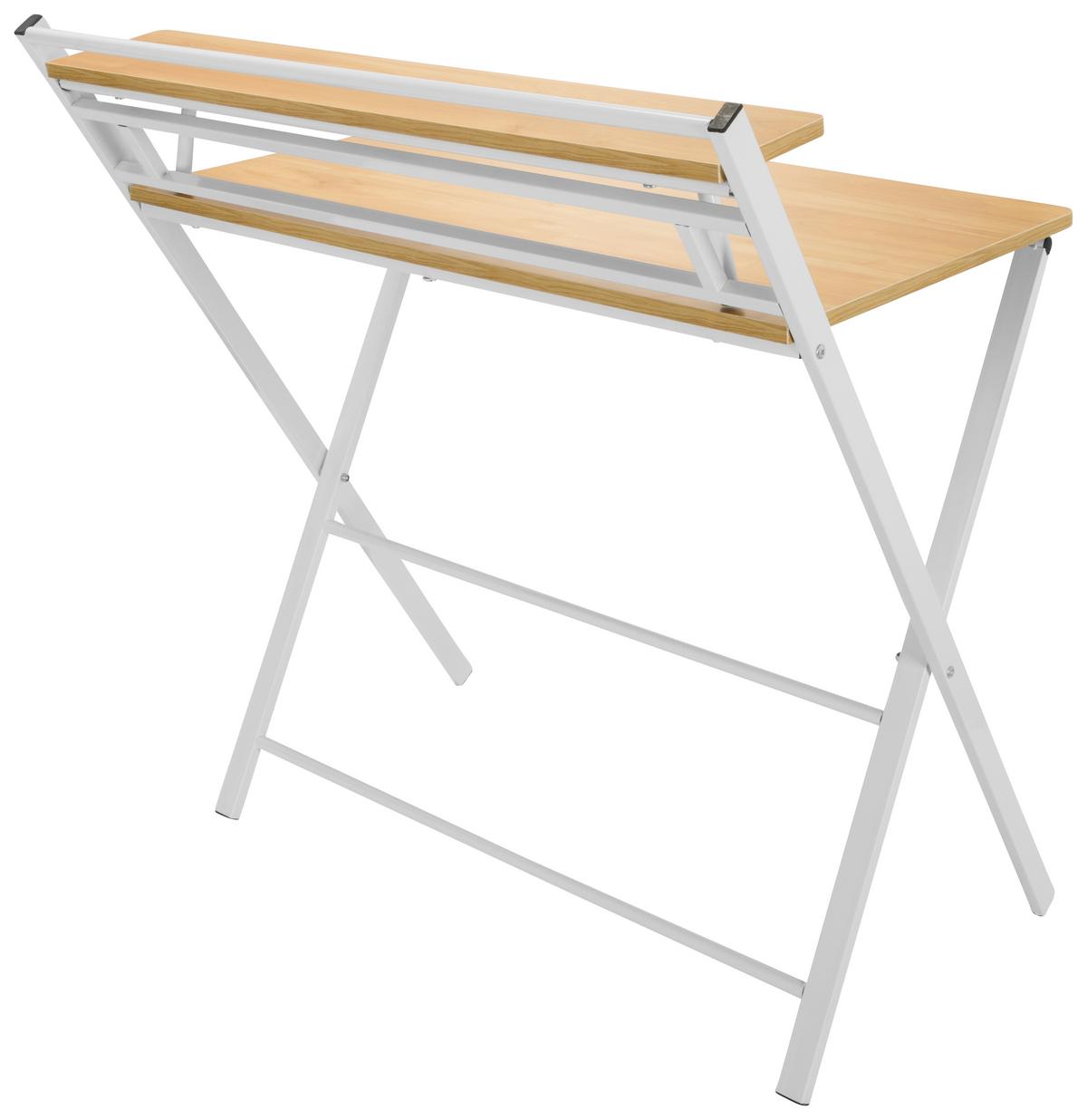 Pisalna Miza Easy Clap, Bela, Barva Hrasta - barve hrasta, Basics, kovina/leseni material (84/60/92cm) - MID.YOU