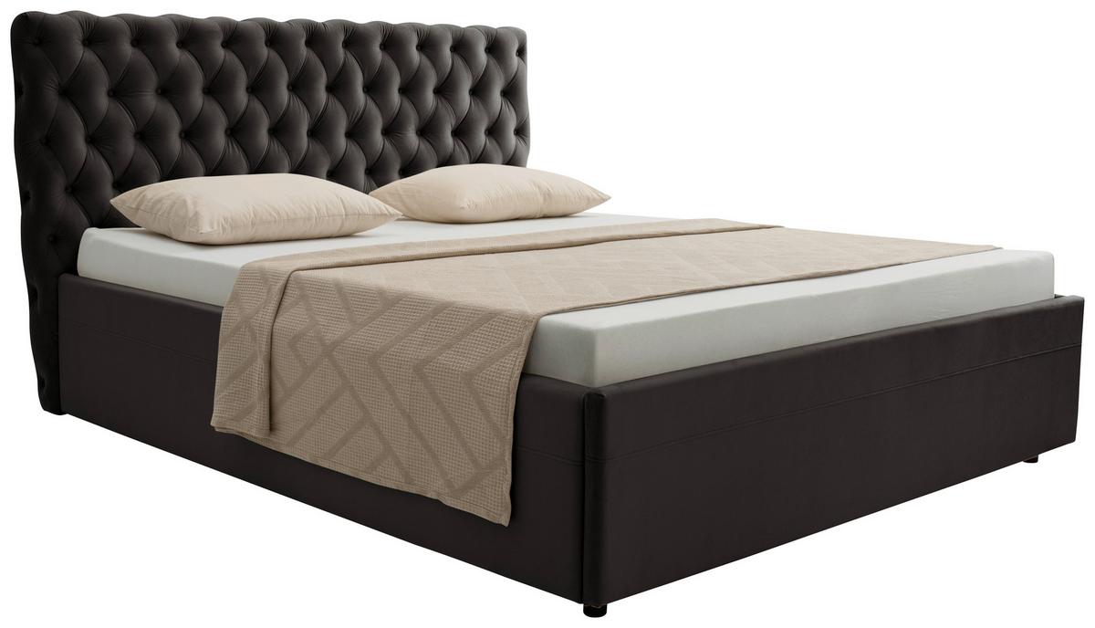 Polsterbett Katar Grau ca. 160x200cm - Schwarz/Grau, KONVENTIONELL, Textil (160/200cm) - Mömax