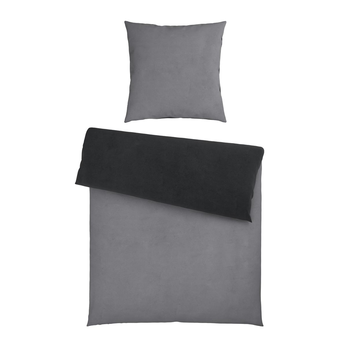 Wendebettwäsche Cashmere Wende Anthrazit/Schwarz ca.135x200cm - Anthrazit/Silberfarben, Textil (135/200cm) - Mömax