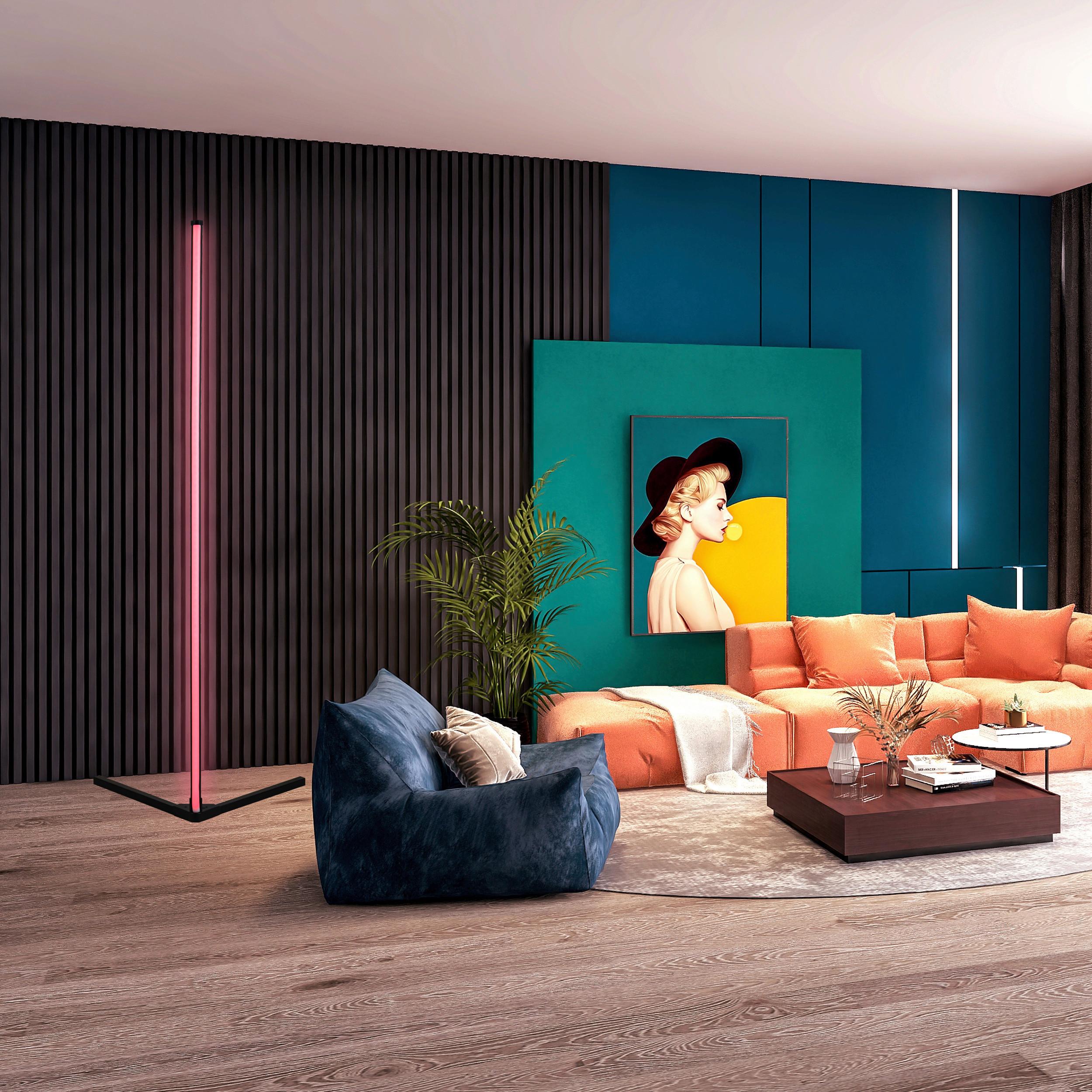 LED-Stehleuchte Julika max. 12 Watt - Schwarz, MODERN, Kunststoff/Metall (38,5/38,4/140cm) - Mömax