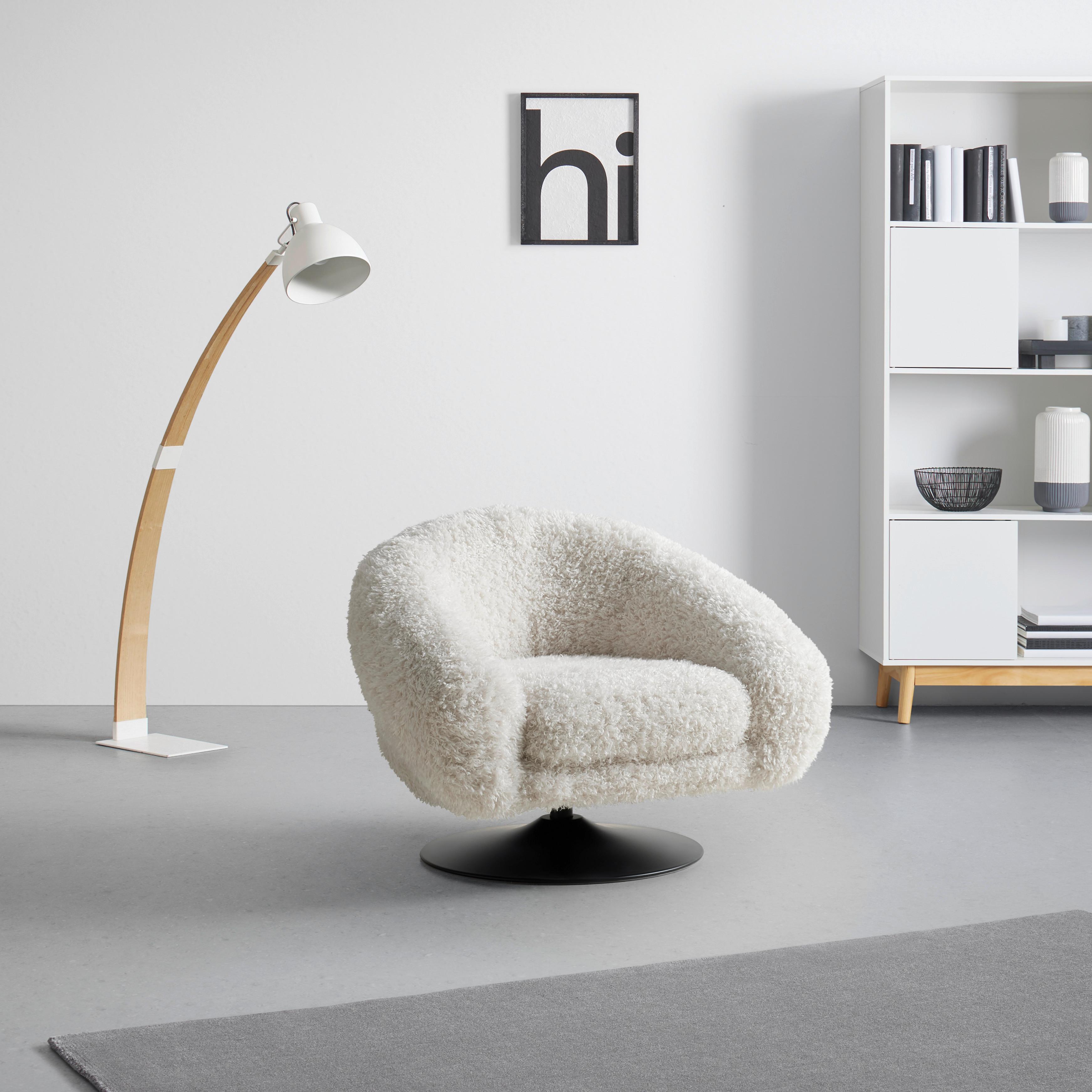 Designsessel Lugo Weiß - Schwarz/Weiß, MODERN, Textil/Metall (93/72/79cm) - Premium Living