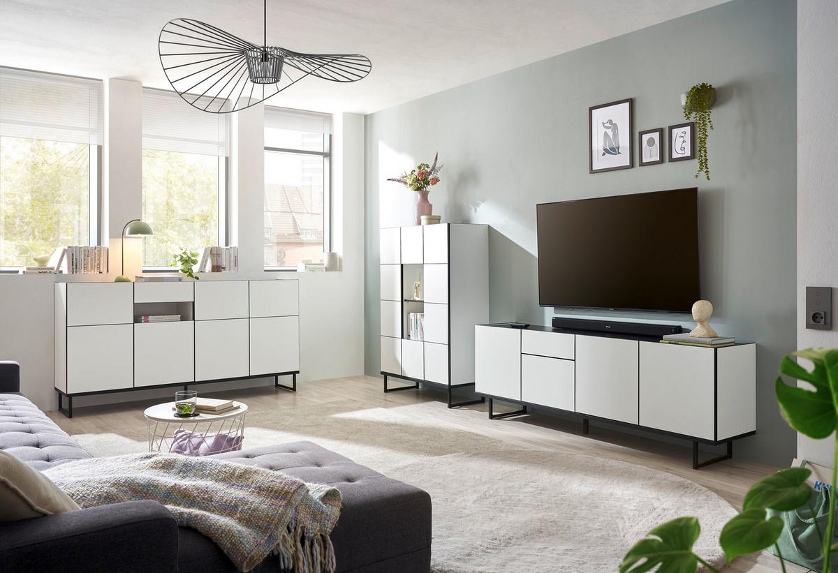 KOMODA WYSOKA VEGA - czarny/biały, Design, materiał drewnopochodny/metal (90/136/40cm) - home24