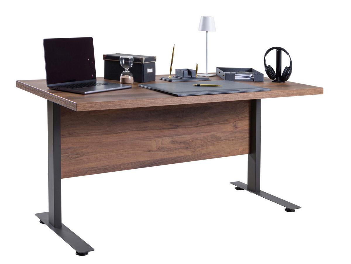 Radni Sto Rilega - boja orahovog drveta/antracit, Moderno, metal/pločasti materijal (150/75/80cm) - Modern Living