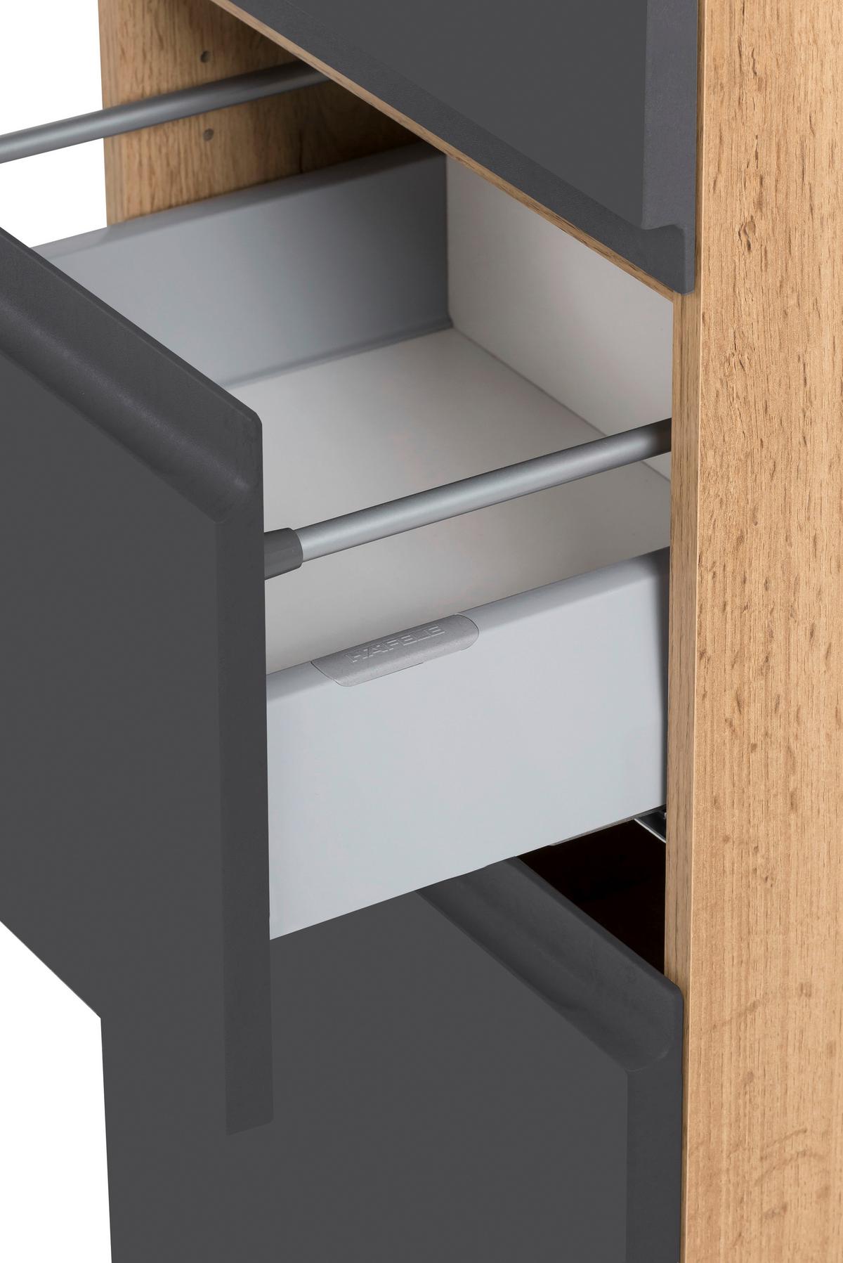 Hochschrank Varese ca. 40x180 cm Grau/Eiche - Eiche Wotan/Grau, MODERN, Holzwerkstoff (40/180/35cm) - Held