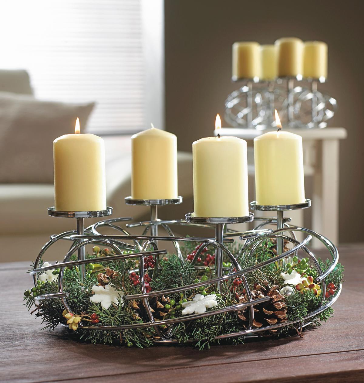 WIENIEC ADWENTOWY 131-120 - kolor chromowy, Modern, metal (35cm) - Justinus