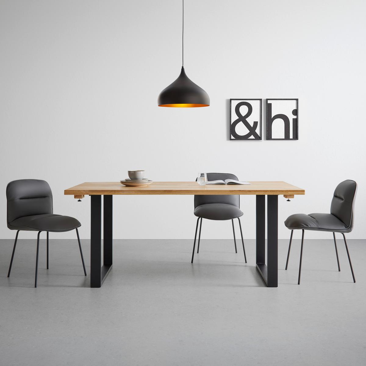 Masă extensibilă ADAMO - culoare lemn stejar/negru, Modern, lemn/metal (180-220/90/76cm) - Bessagi Home