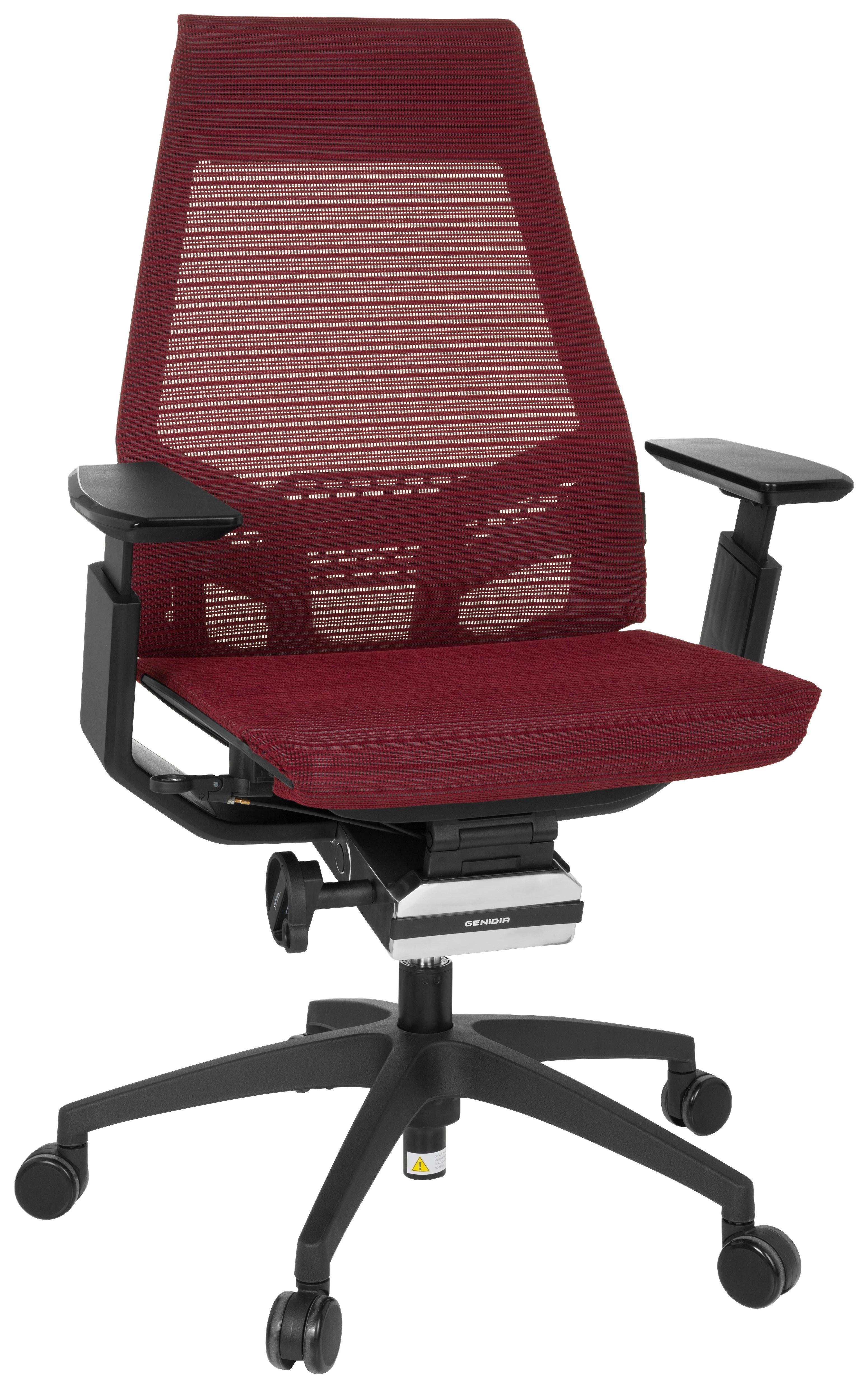 Pisarniški Stol Genidia Smart, Črna, Rdeča - črna/vinsko rdeča, Moderno, umetna masa/tekstil (70/112/55cm) - MID.YOU