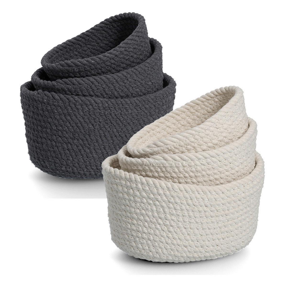 Korbset Dunkelgrau, 3er-Set - Dunkelgrau, Basics, Textil (24/17/13cm)