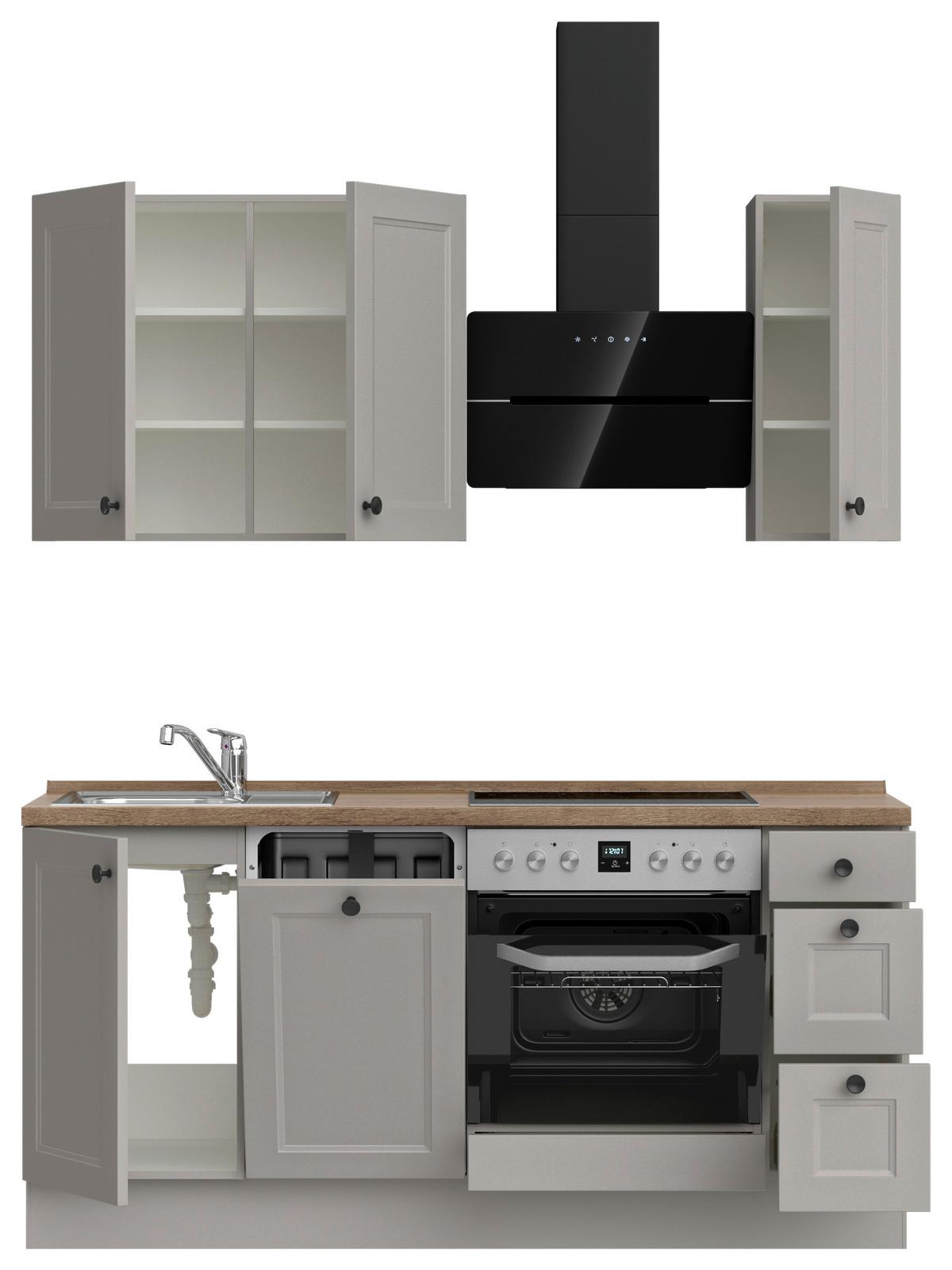 Küchenblock Cascada High m. Geräten Grau - Schwarz/Grau, MODERN, Holzwerkstoff/Metall (180cm) - Nobilia