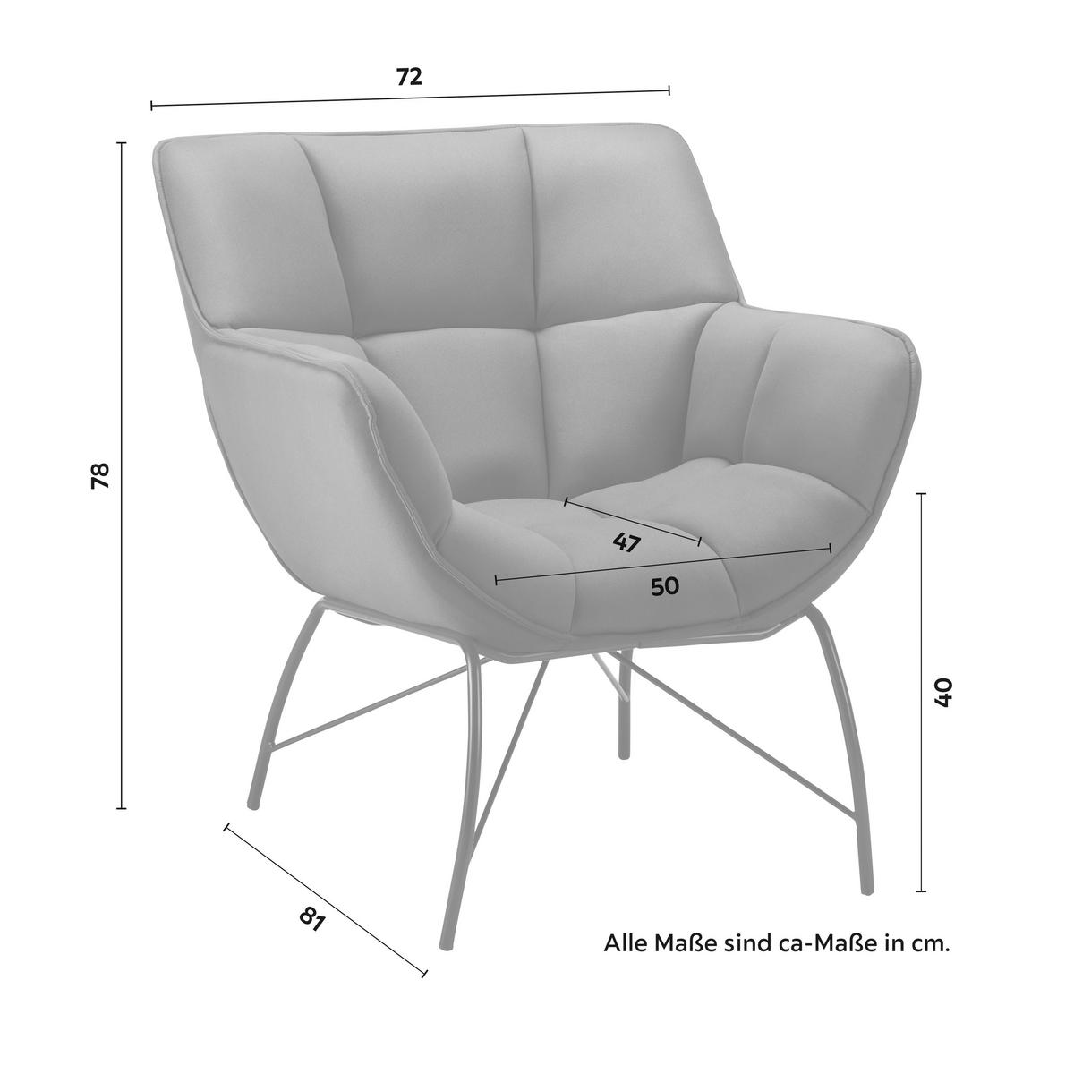 Relaxsessel dunkelgrau, "Robin" - Dunkelgrau/Schwarz, MODERN, Textil/Metall (72/78/81cm) - Bessagi Home