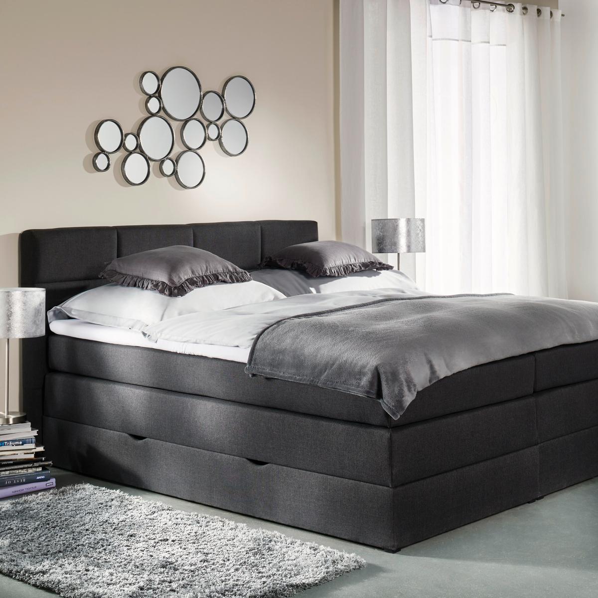 Postelja Boxspring Greta, T. Siva, S Predalom, 180x200 - temno siva, Moderno, umetna masa/tekstil (180/200cm) - Bessagi Home