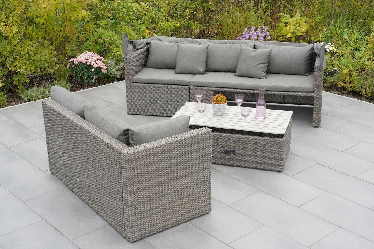 Lounge Garnitura San Marco, Blazine - siva/svetlo siva, Konvencionalno, kovina/umetna masa (250/150/168cm) - Gardenson