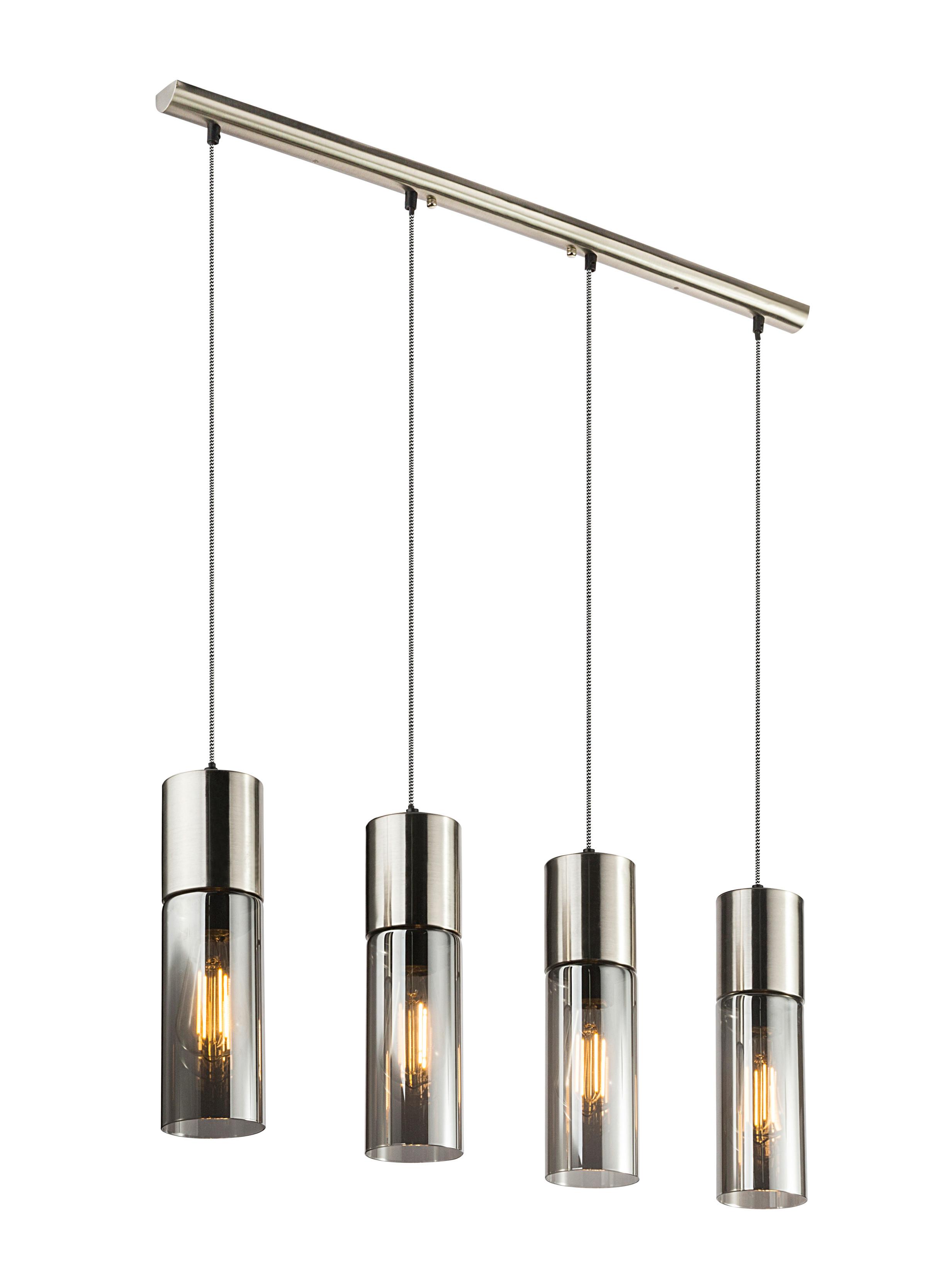 Hängeleuchte 21000-4HN in Nickelfarben max. 25 Watt - Nickelfarben, KONVENTIONELL, Glas/Metall (80/9/156cm) - Globo