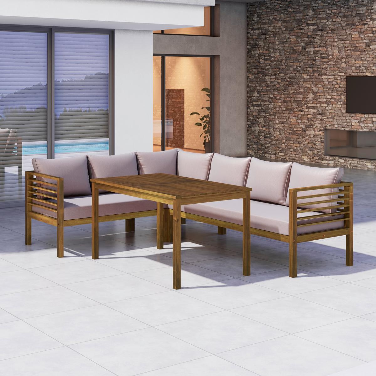 Loungegarnitur Nico Akaziefarben - Beige/Akaziefarben, Natur, Holz (226/65/65cm) - Mömax