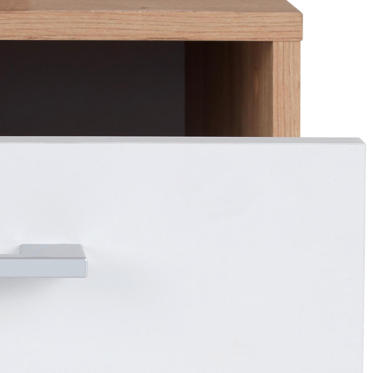 Noćni Ormarić Box - bijela/boje hrasta, Moderno, drvni materijal (50/37/50cm) - Modern Living