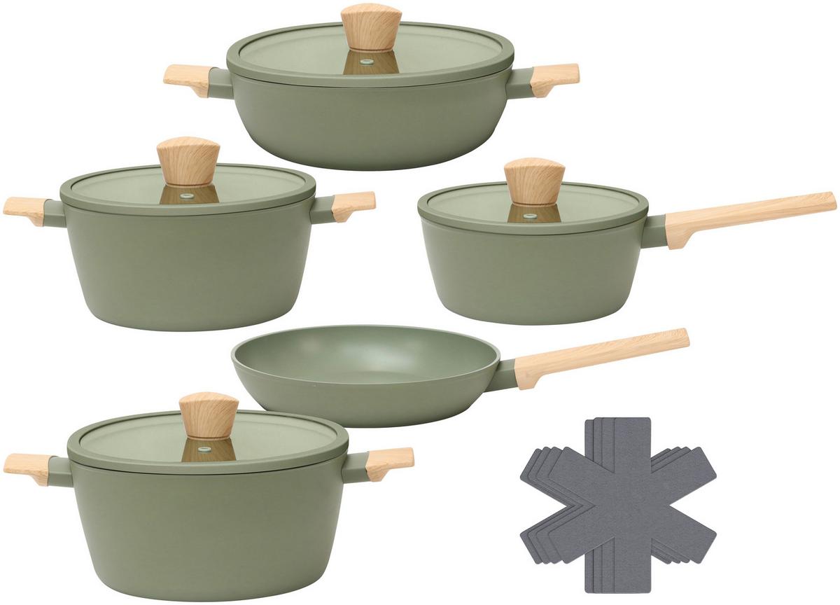 Kochtopfset Michael Grün, 11-teilig - Klar/Grün, MODERN, Glas/Kunststoff - Mömax