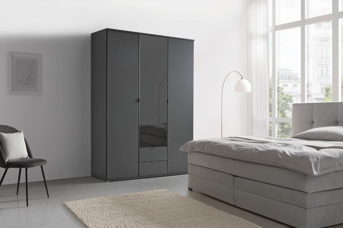 Drehtürenschrank Avila Grau - Grau, Konventionell, Glas/Holzwerkstoff (136/194/53cm) - Mömax