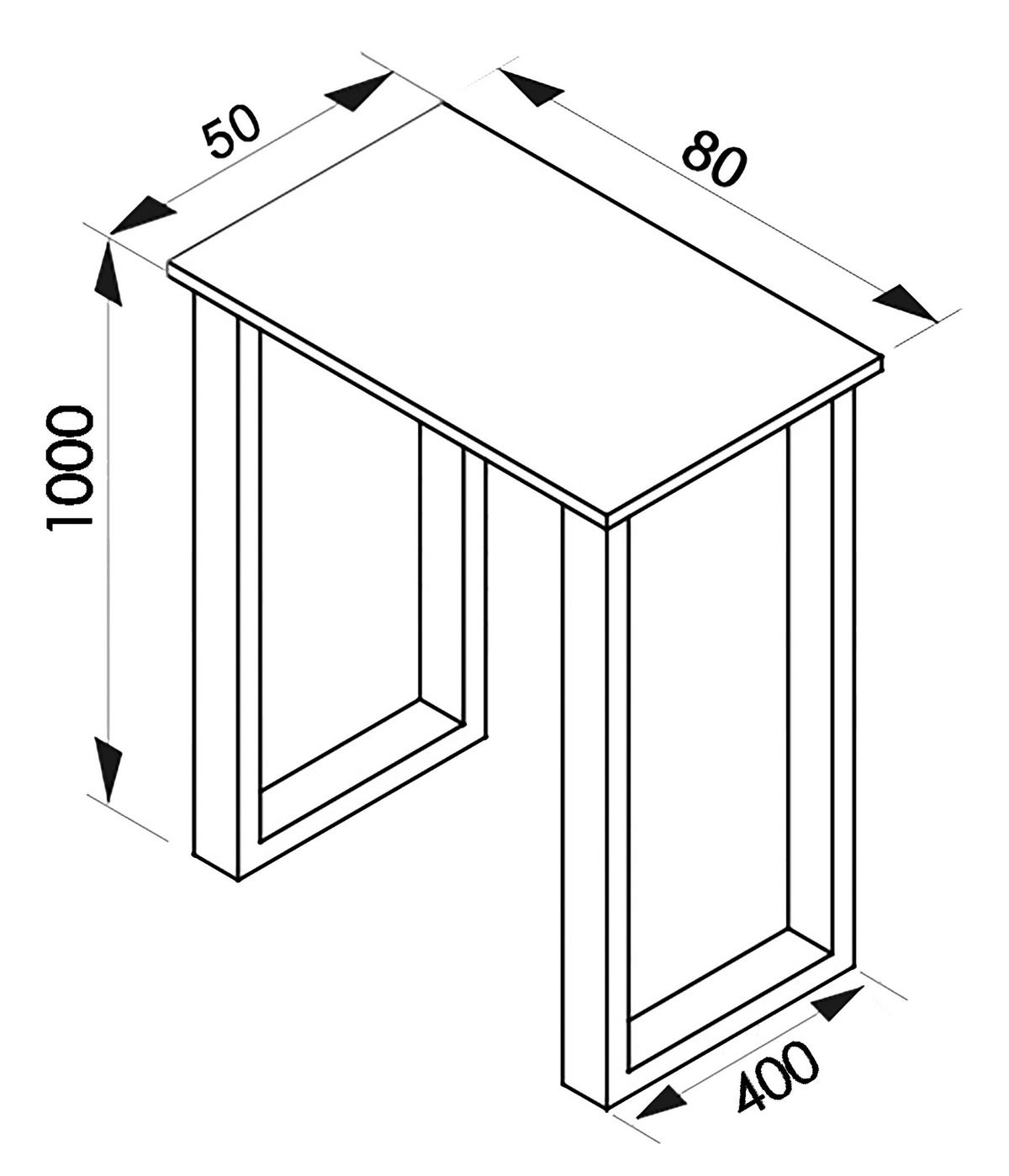 Bartisch Xona ca. 80x102x50 cm Eiche/Schwarz - Honigeiche/Schwarz, KONVENTIONELL, Holzwerkstoff/Metall (80/50/102cm)