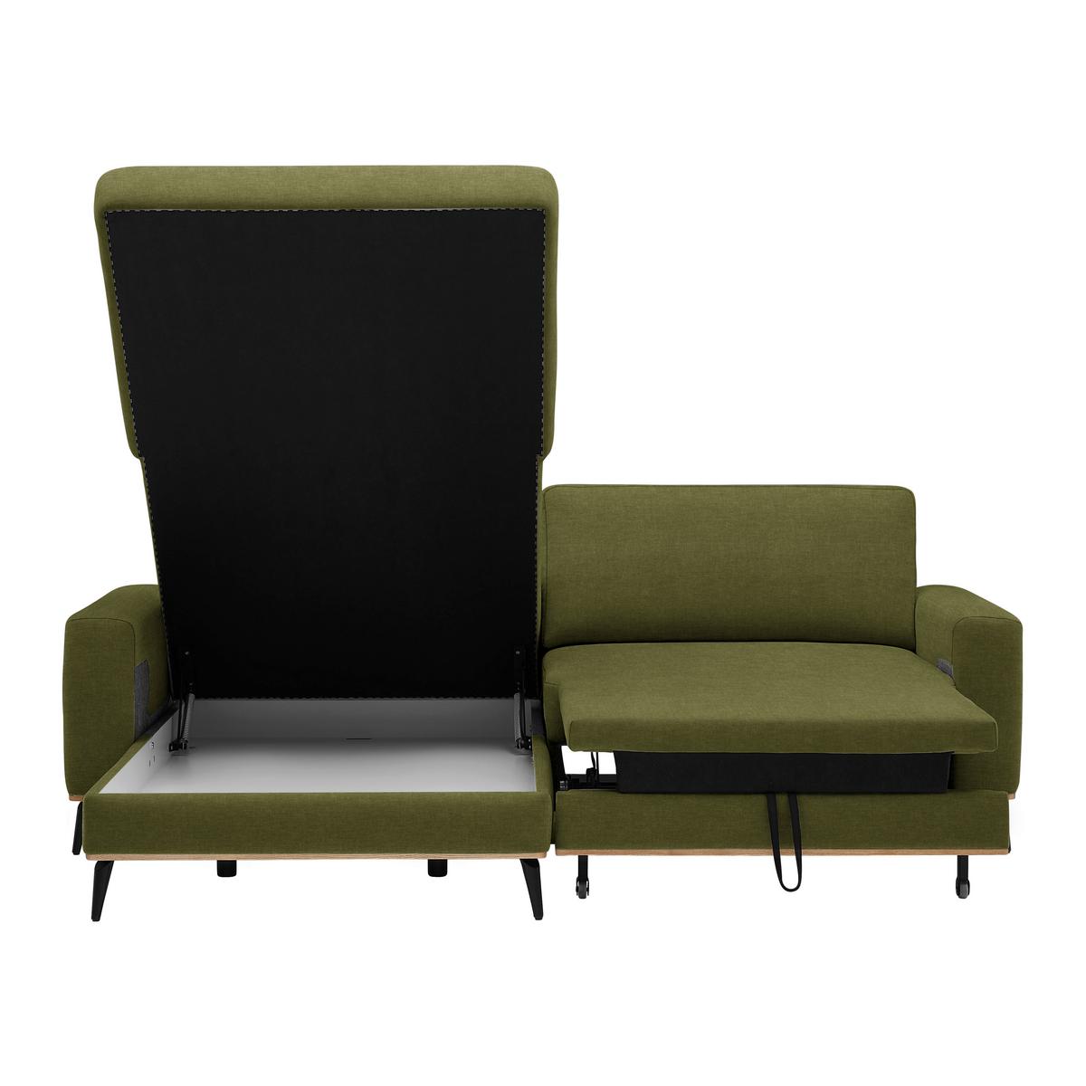 Wohnlandschaft Romeo Grün - Schwarz/Grün, KONVENTIONELL, Textil/Metall (167/87/234cm) - Zandiara