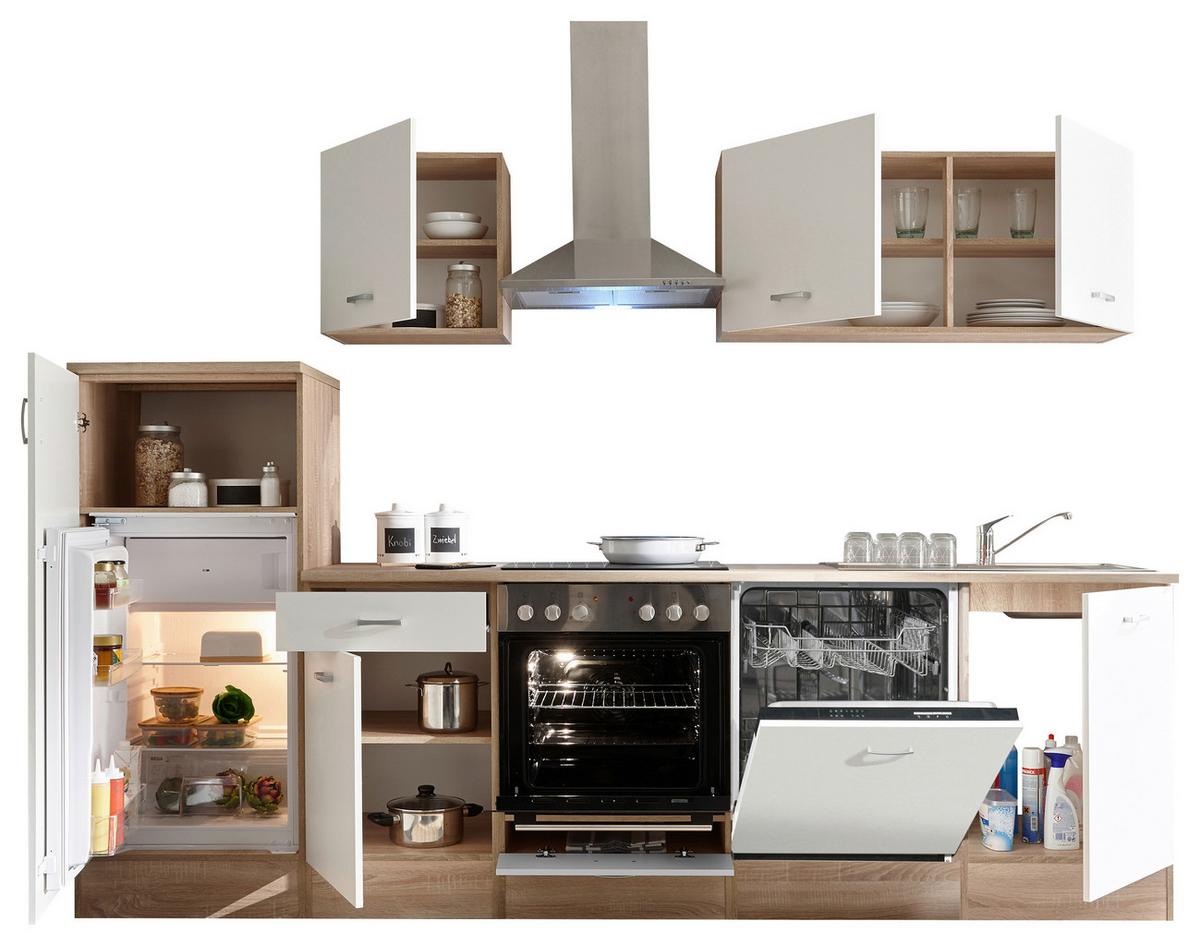 MEBLE KUCHENNE BEZ SPRZĘTÓW ANDY - kolor srebrny/biały, Modern, materiał drewnopochodny/tworzywo sztuczne (280cm) - MID.YOU