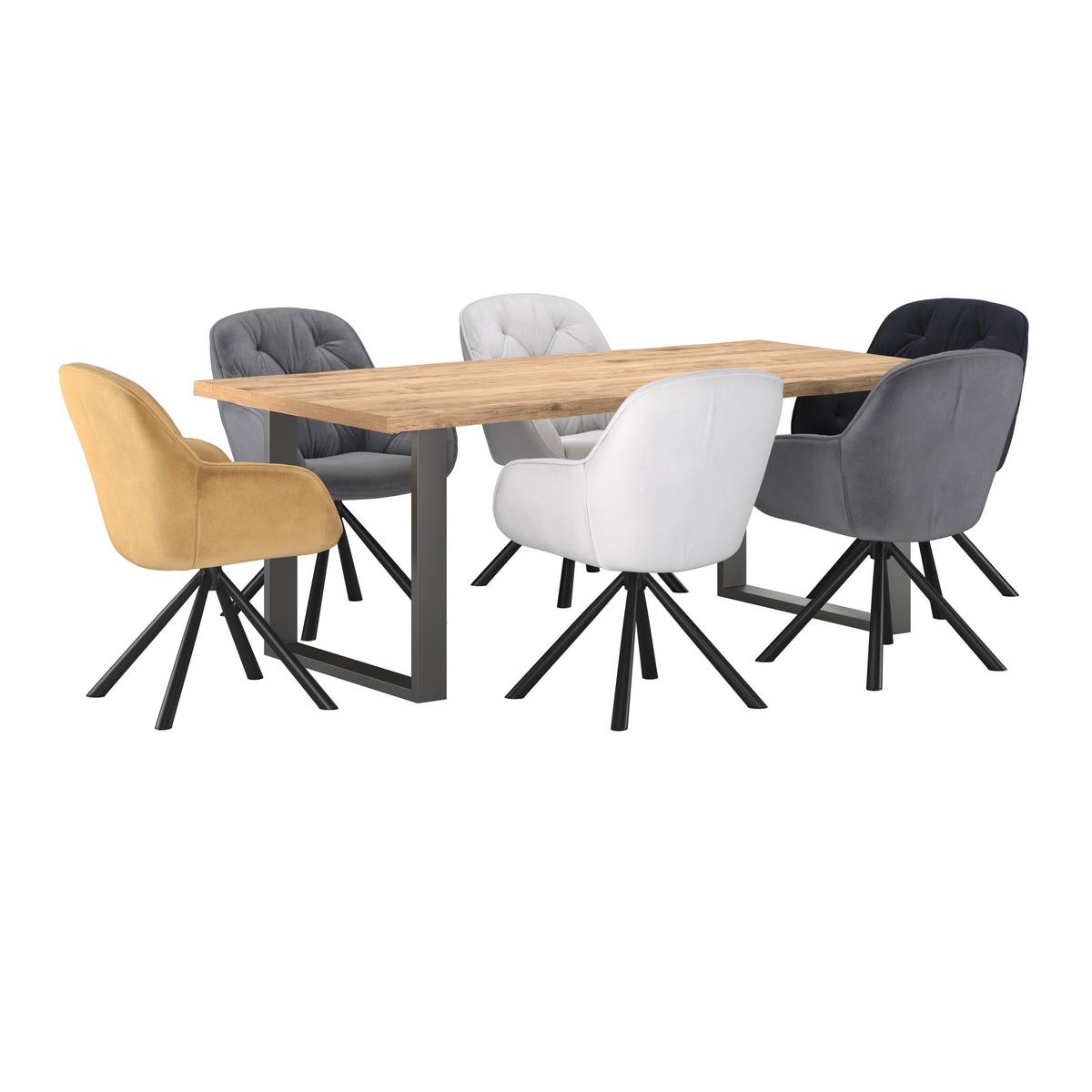 Masă WOOD 200 - culoare natur/negru, Konventionell, lemn/metal (200/75/100cm) - James Wood