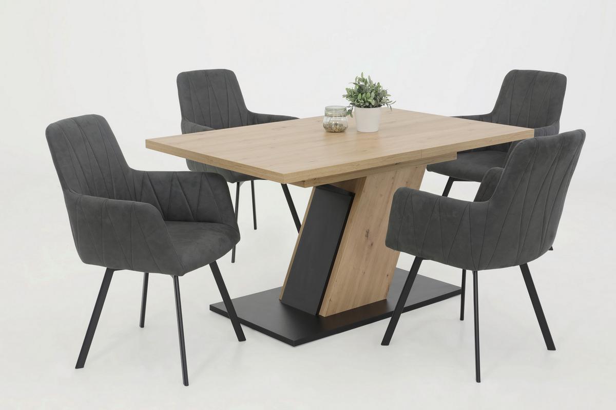 TISCHGRUPPE GESA II G - Anthrazit/Eiche Artisan, MODERN, Holzwerkstoff/Textil (140 - 180/76/90cm) - MID.YOU