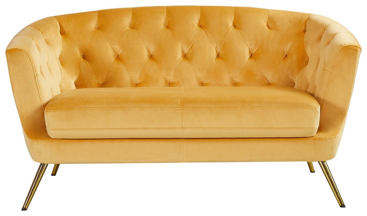 Dvosed Lita, Rumena, Žamet - zlate barve/rumena, Moderno, kovina/tekstil (150/78/83cm) - Ti'me