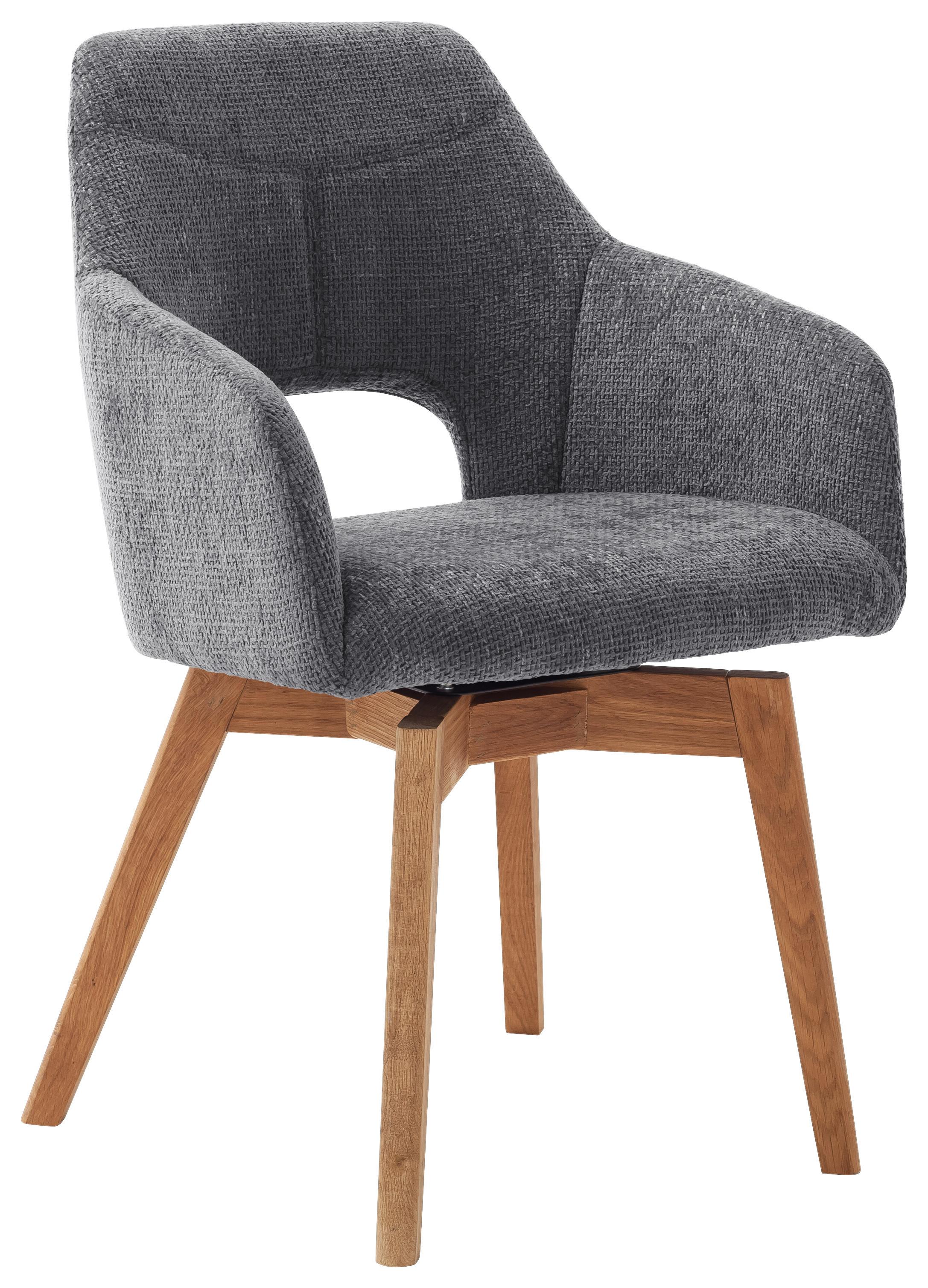KRZESŁO Z PODŁOKIETNIKAMI EVITA - dąb dziki/szary, Design, drewno/tkanina (57/84/57cm) - Voleo