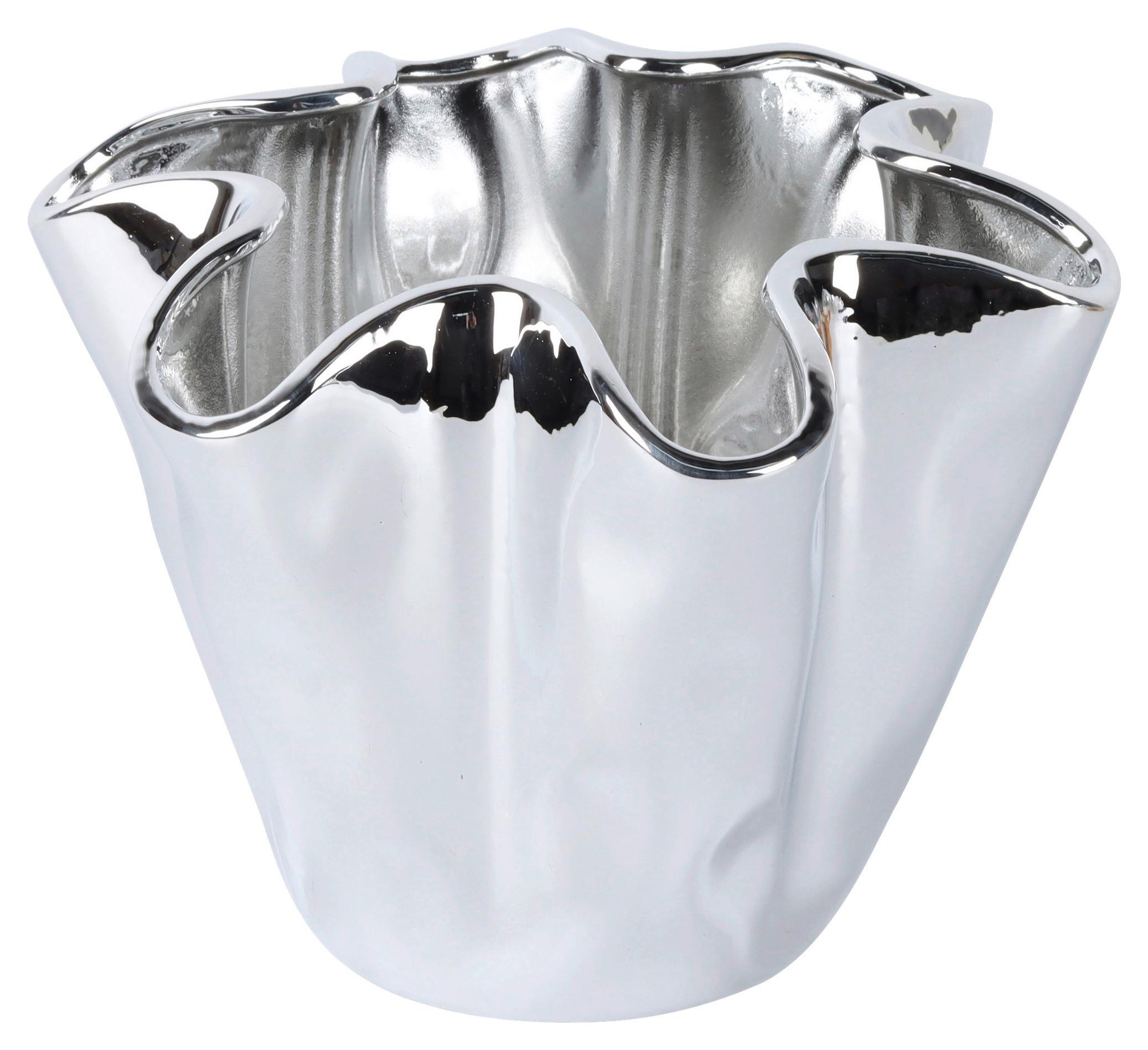 Vase Leo Silberfarben - Silberfarben, Keramik (22/16/19,5cm) - Mömax