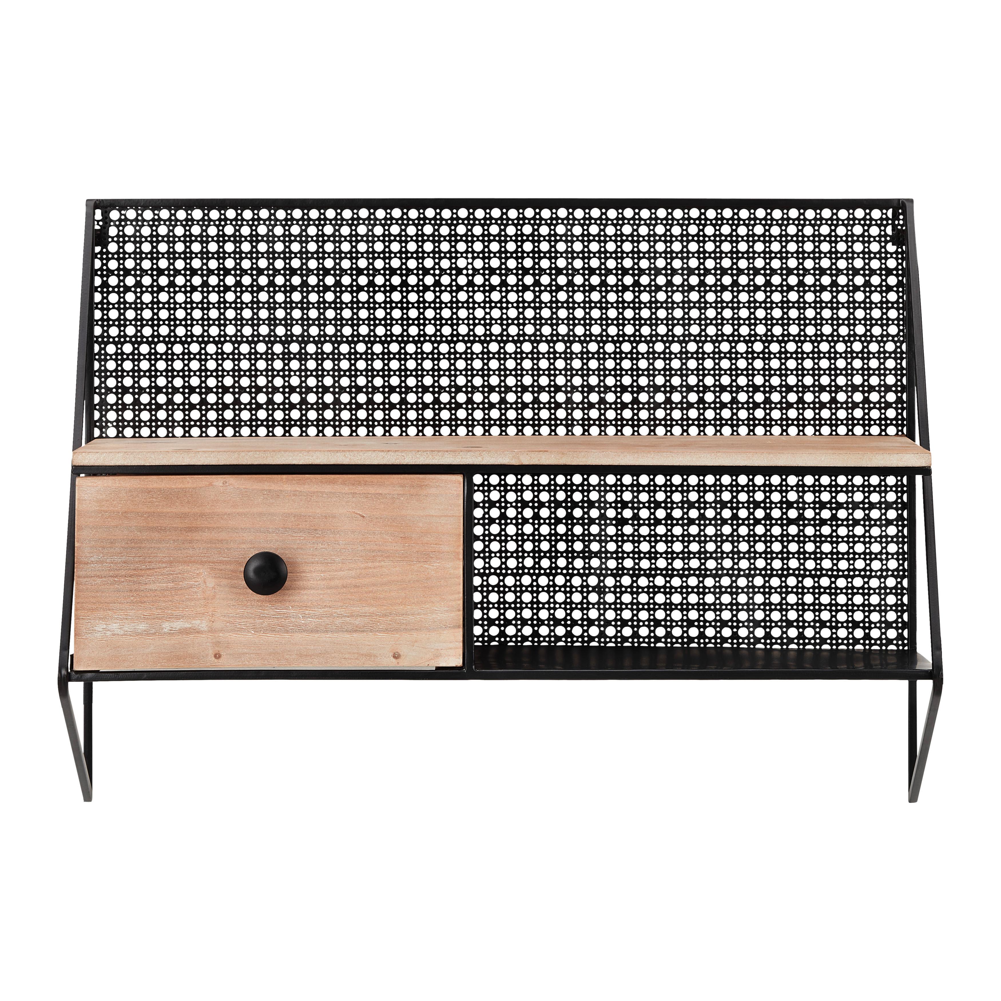 Regal "Lelia", natur/schwarz - Schwarz/Naturfarben, MODERN, Holz/Metall (60/43/20cm) - Bessagi Home