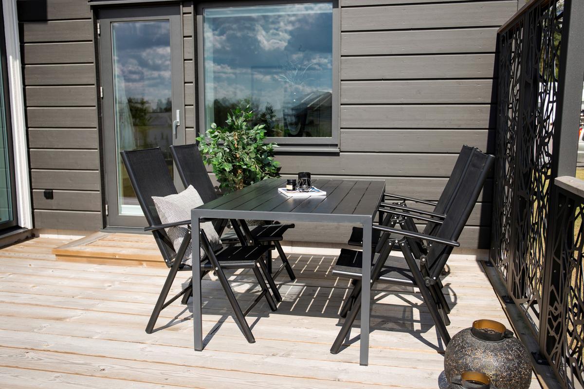 Gartenstuhl 2er-Set Break ca. 55x108 cm Schwarz - Schwarz, KONVENTIONELL, Kunststoff/Textil (55/108/62cm) - Gardenson