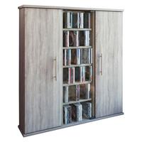 CD-Regal Santo in Eichefarbe, B: 86 cm - Eichefarben, KONVENTIONELL, Glas/Holzwerkstoff (86/91,5/18cm) - MID.YOU