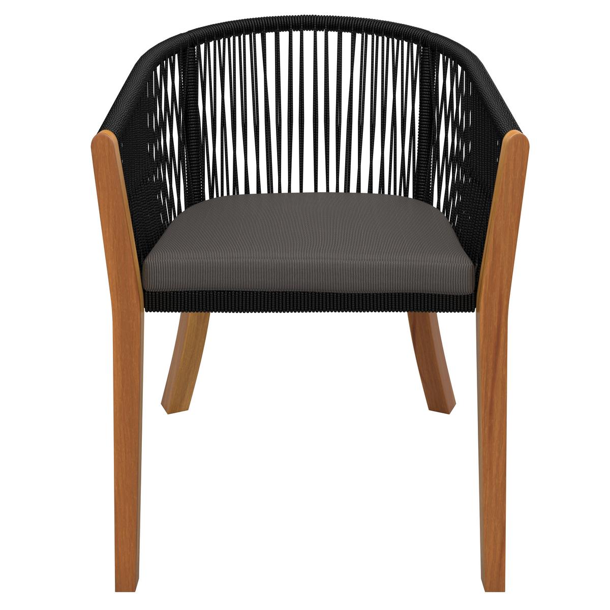 Gartenset Alina Schwarz Akazie Outdoorgewebe - Dunkelgrau/Schwarz, Modern, Holz/Textil (180/77/90cm) - Bessagi Garden