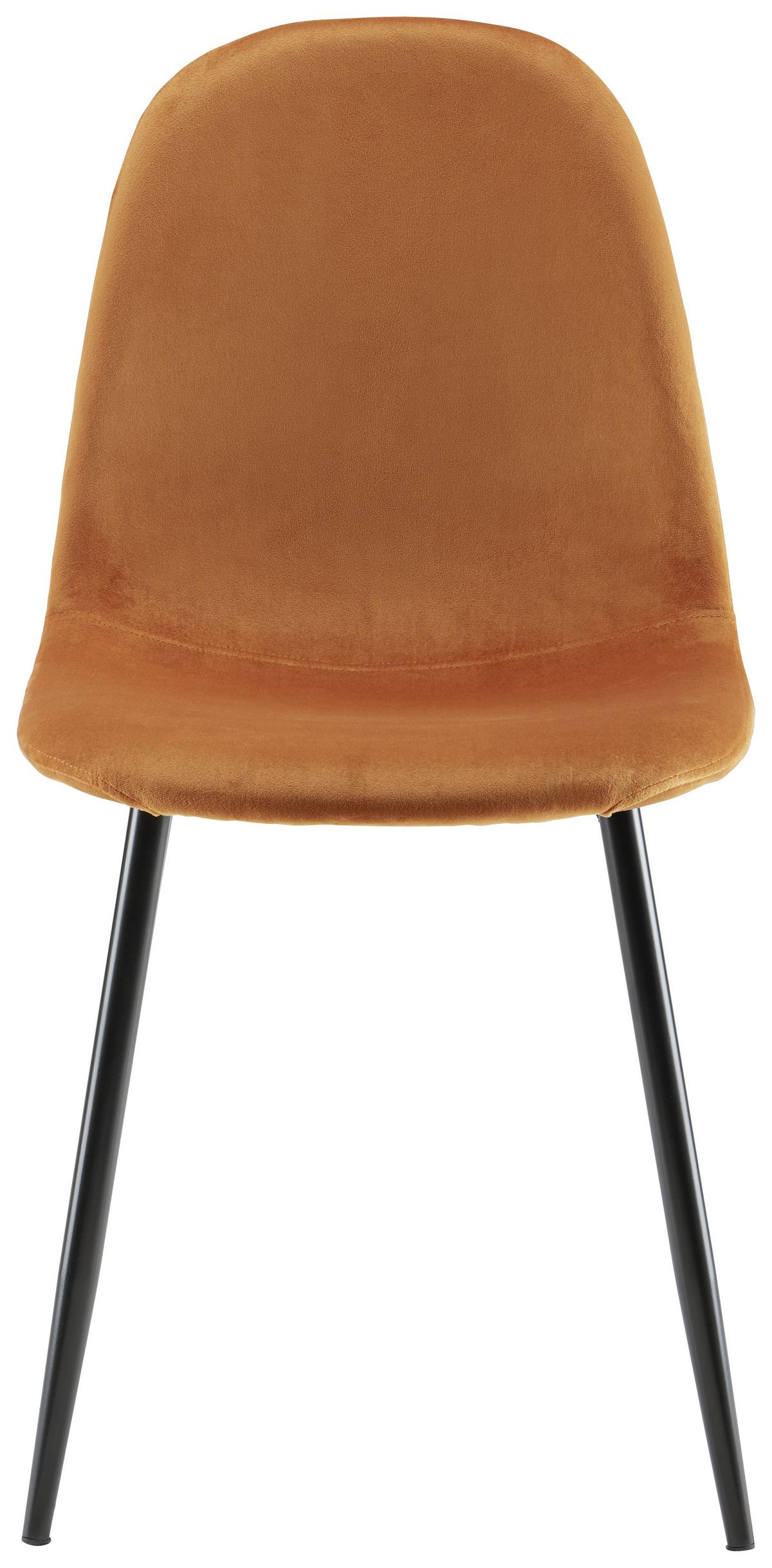Stuhl Lio Rostfarben Samt Gepolstert - Rostfarben/Schwarz, MODERN, Holz/Textil (43/86/55cm) - Bessagi Home