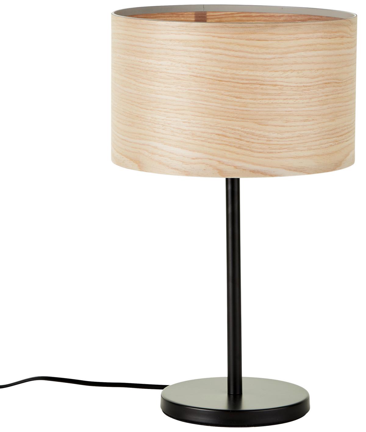 Tischleuchte Romm in Schwarz max. 52 Watt - Hellbraun/Schwarz, Basics, Holz/Metall (25/42cm) - Brilliant