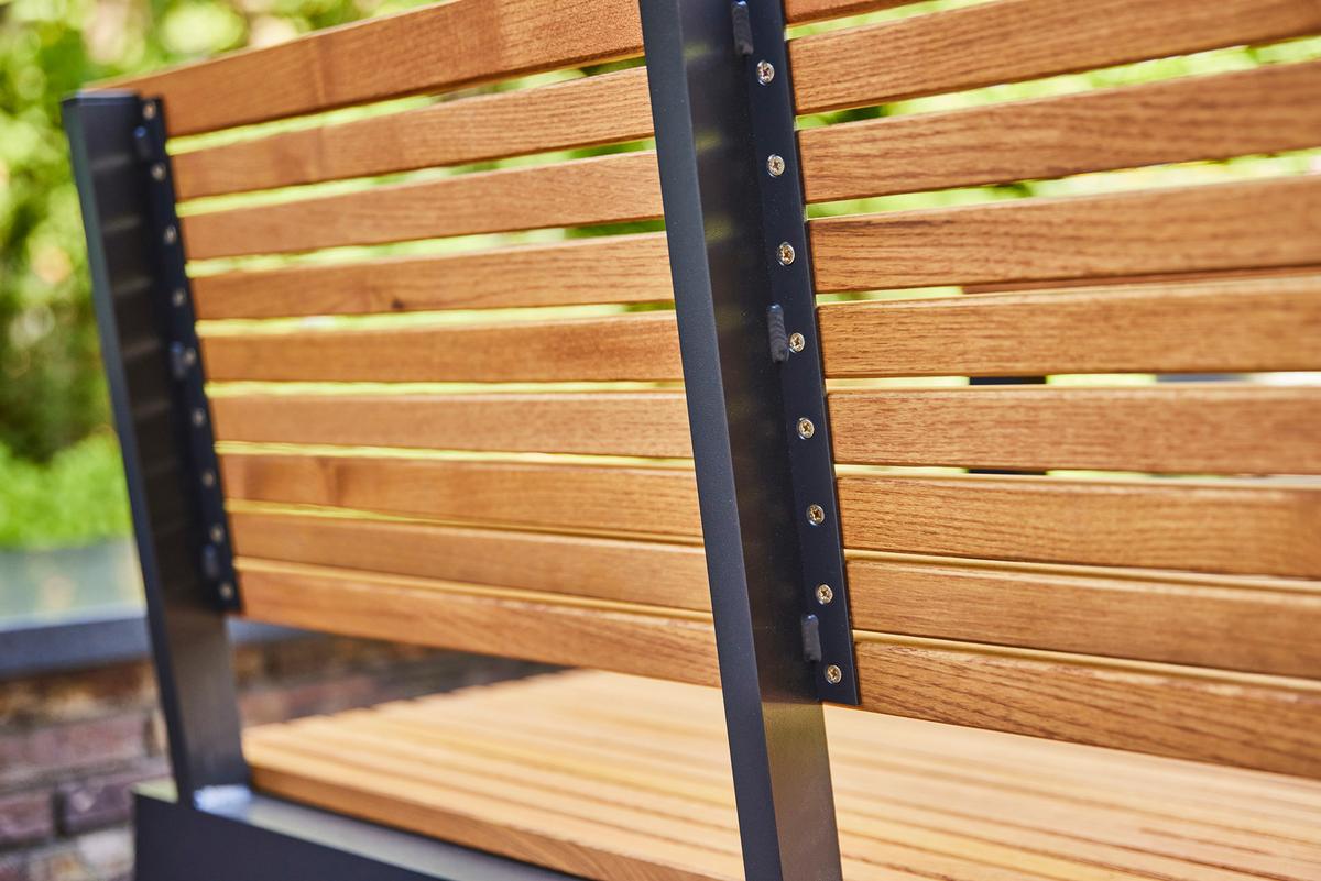 GARTENBANK N86393 - Anthrazit/Robinienfarben, KONVENTIONELL, Holz/Metall (146/84/57,5cm) - Siena Garden