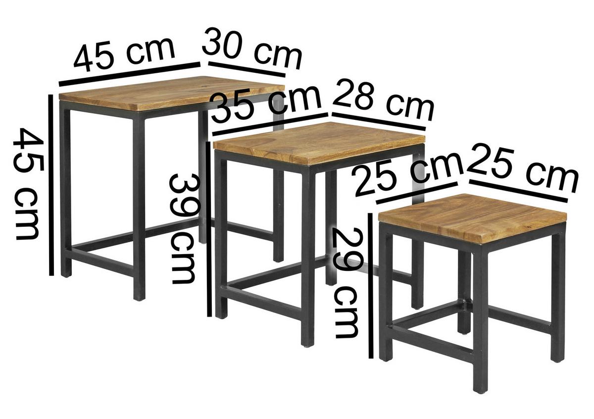 Set Miz Akola - črna/barve indijskega rožnega lesa, Design, kovina/les (30/45/45cm) - MID.YOU