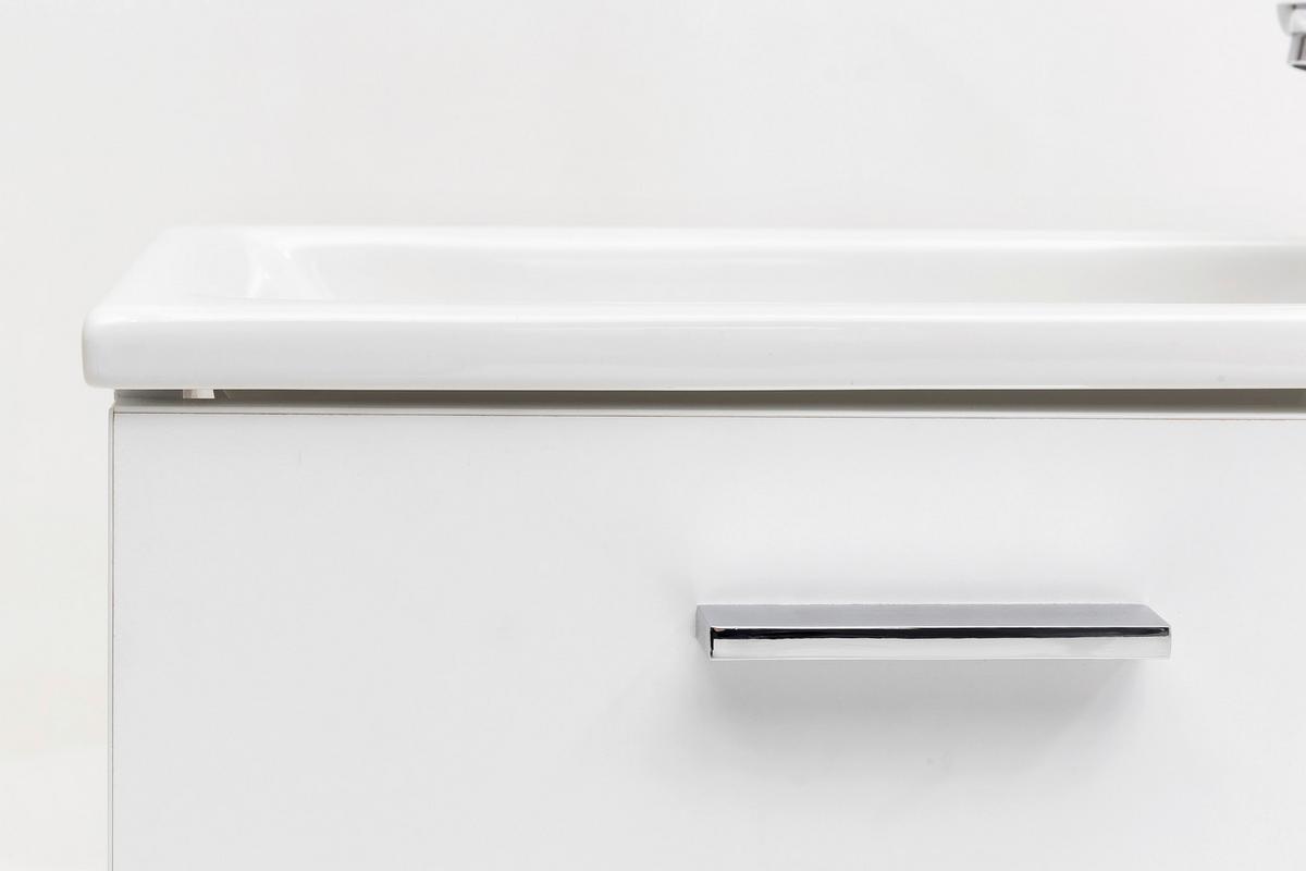 Waschtischkombi Matteo Weiß - Weiß Hochglanz/Silberfarben, MODERN, Keramik/Holzwerkstoff (50cm) - MID.YOU