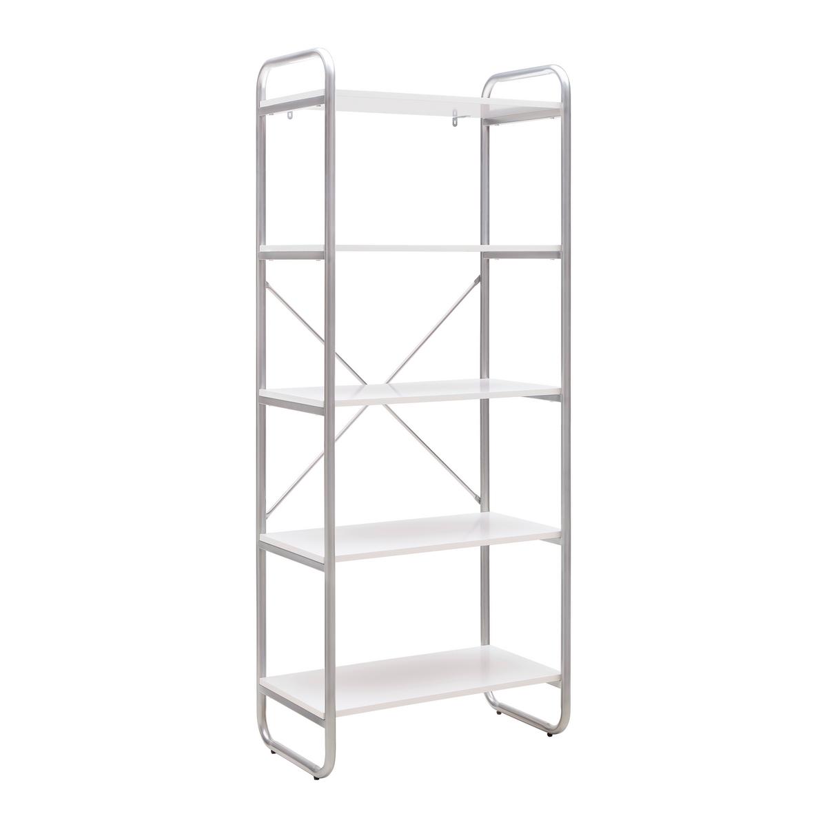 Regal Elva -Exklusiv- - Weiss/Silberfarben, Modern, Holzwerkstoff/Metall (70/173/40cm) - Mömax
